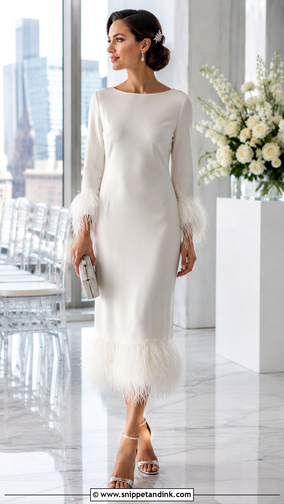 Feather Trim Wedding Dress - Snippet and Ink - 20 Roaring 20s Wedding Dress Ideas