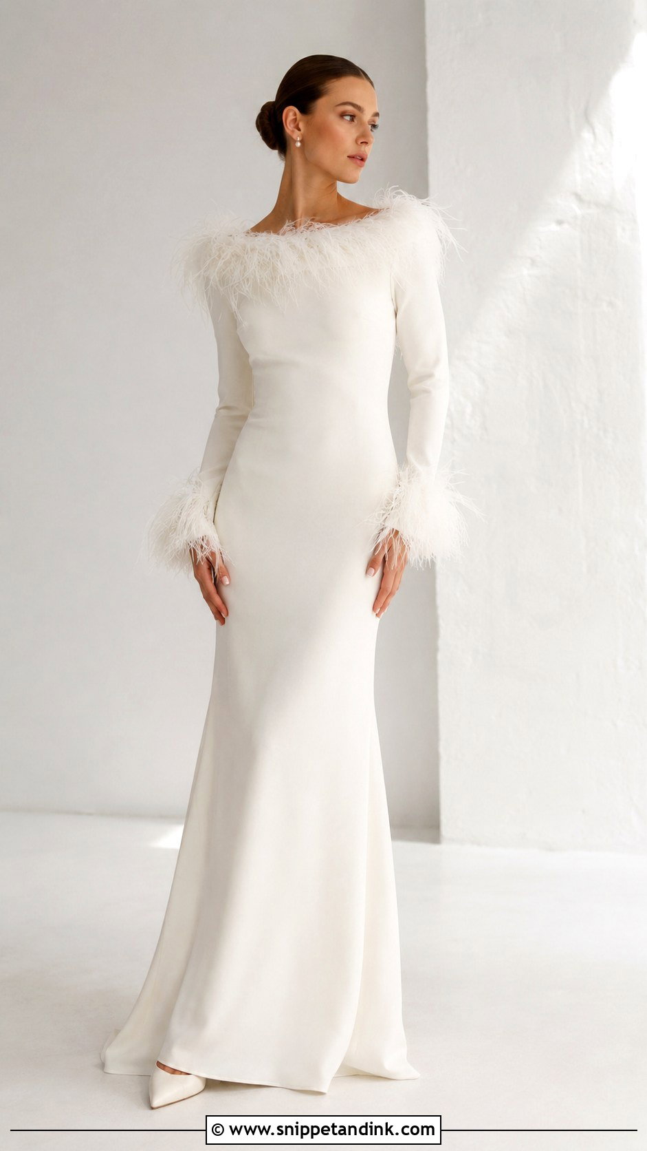Feather Trim Wedding Dress - Snippet and Ink - 25 Textured Wedding Dress Ideas