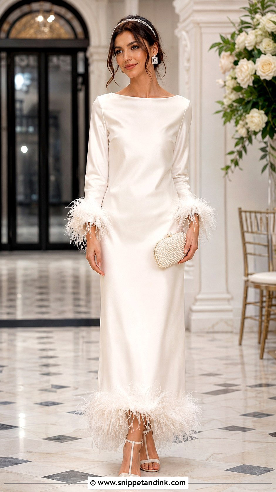 Feather Trim Wedding Dress - Snippet and Ink - 20 20s Style Wedding Dress Ideas