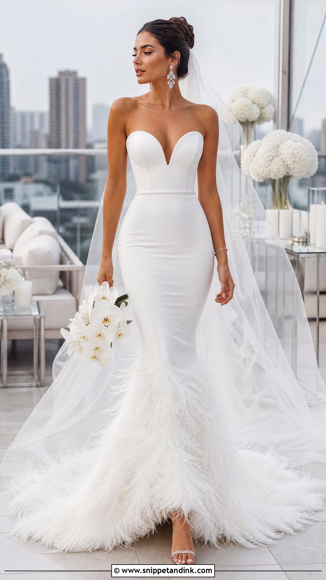 Feather Trim Wedding Dress - Snippet and Ink - 20 Boujee Wedding Dress Ideas
