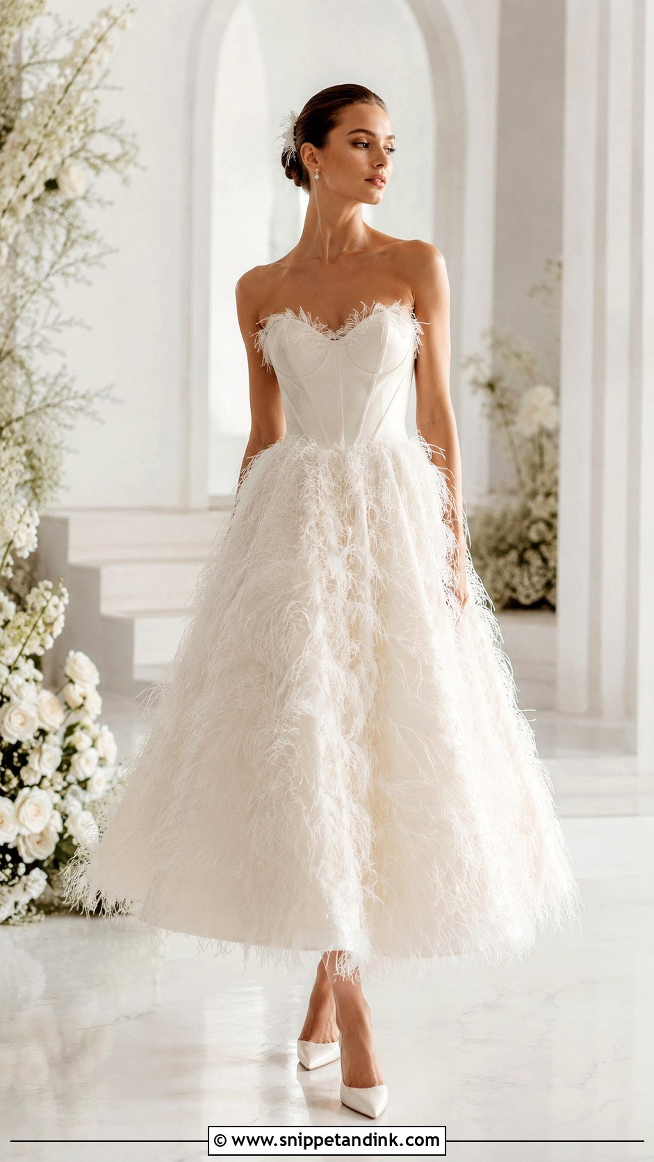 Feather Trim Wedding Dress - Snippet and Ink - 20 Fluffy Wedding Dresses