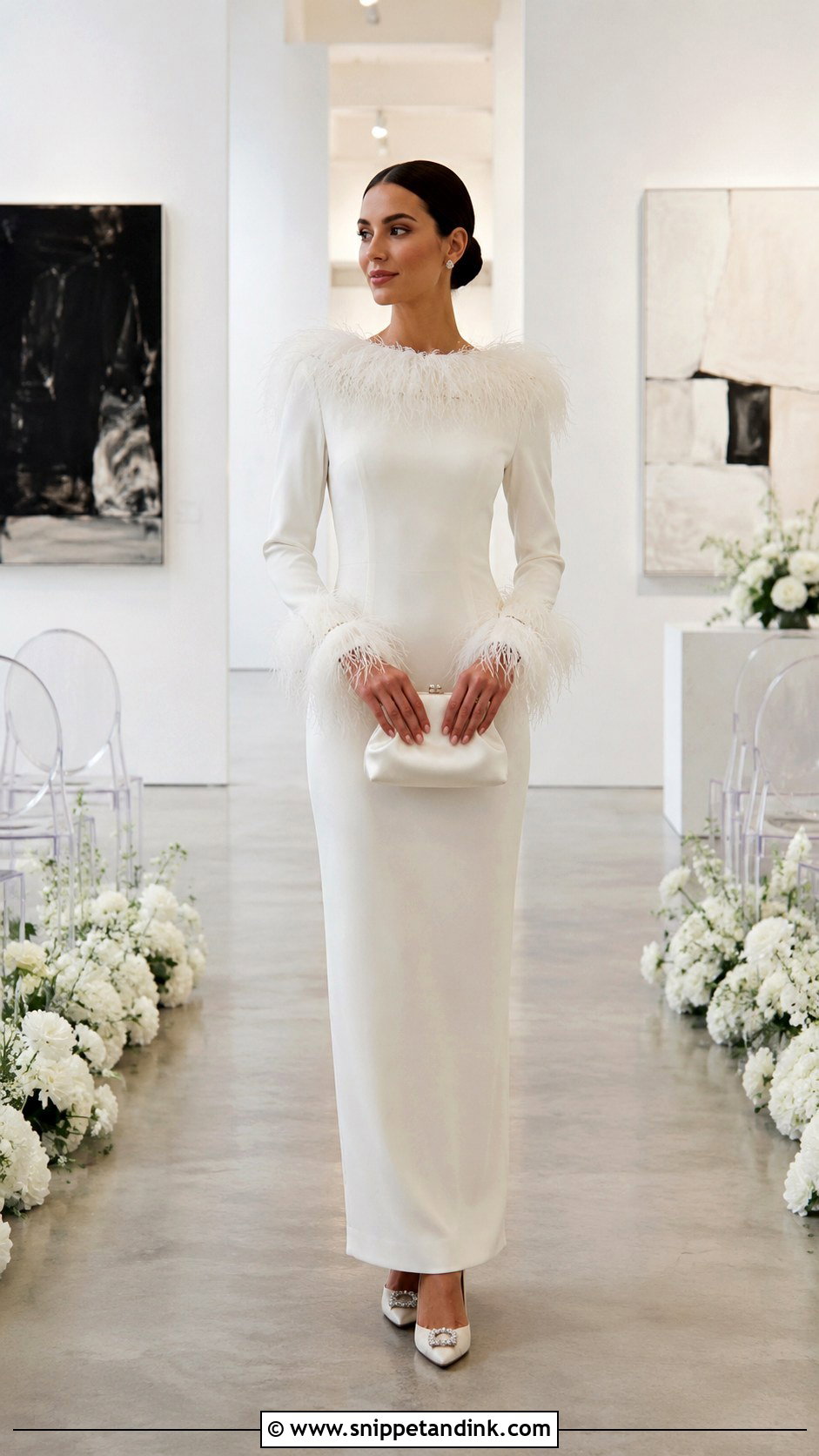 Feather Trim Wedding Dress - Snippet and Ink - 20 Glam Wedding Dresses