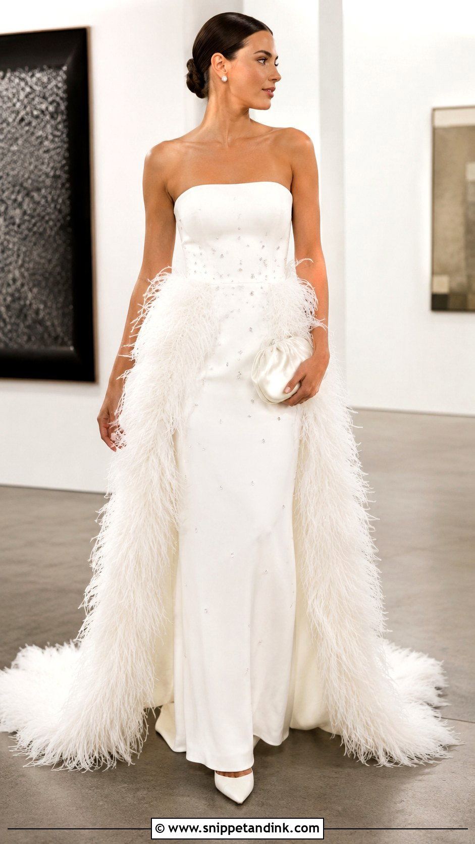 Feather Trimmed Wedding Dress - Snippet and Ink - 20 Extravagant Wedding Dress Ideas