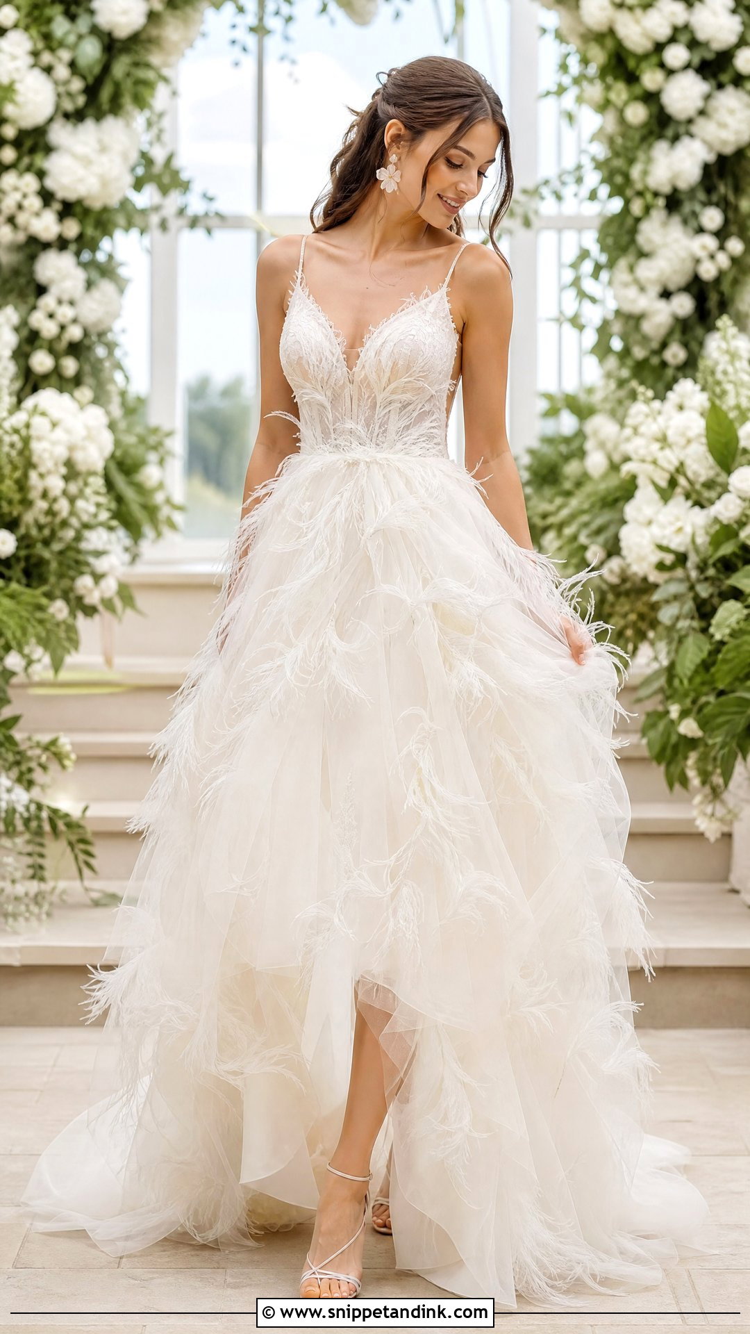 Feather Tulle Wedding Dress - Snippet and Ink - 25 Feather Wedding Dress Ideas