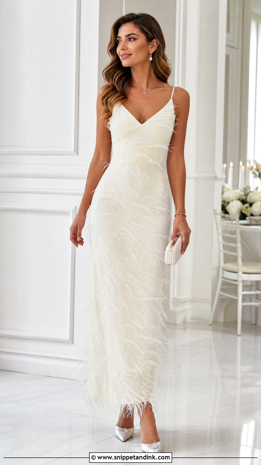 Feather Wedding Dress With Heels - Snippet and Ink - 25 Feather Wedding Dress Ideas