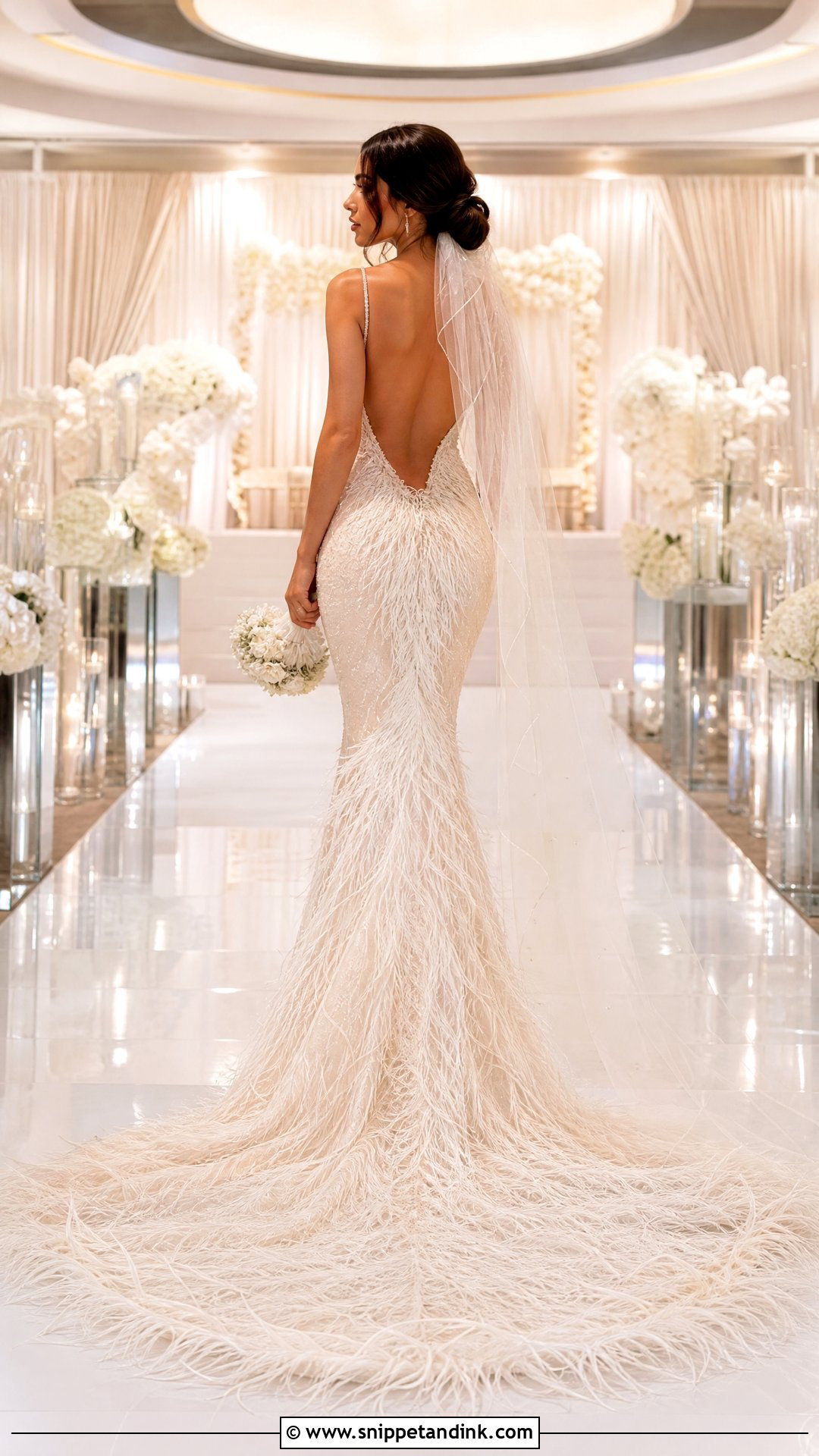 Feather Wedding Dress With Train - Snippet and Ink - 25 Feather Wedding Dress Ideas