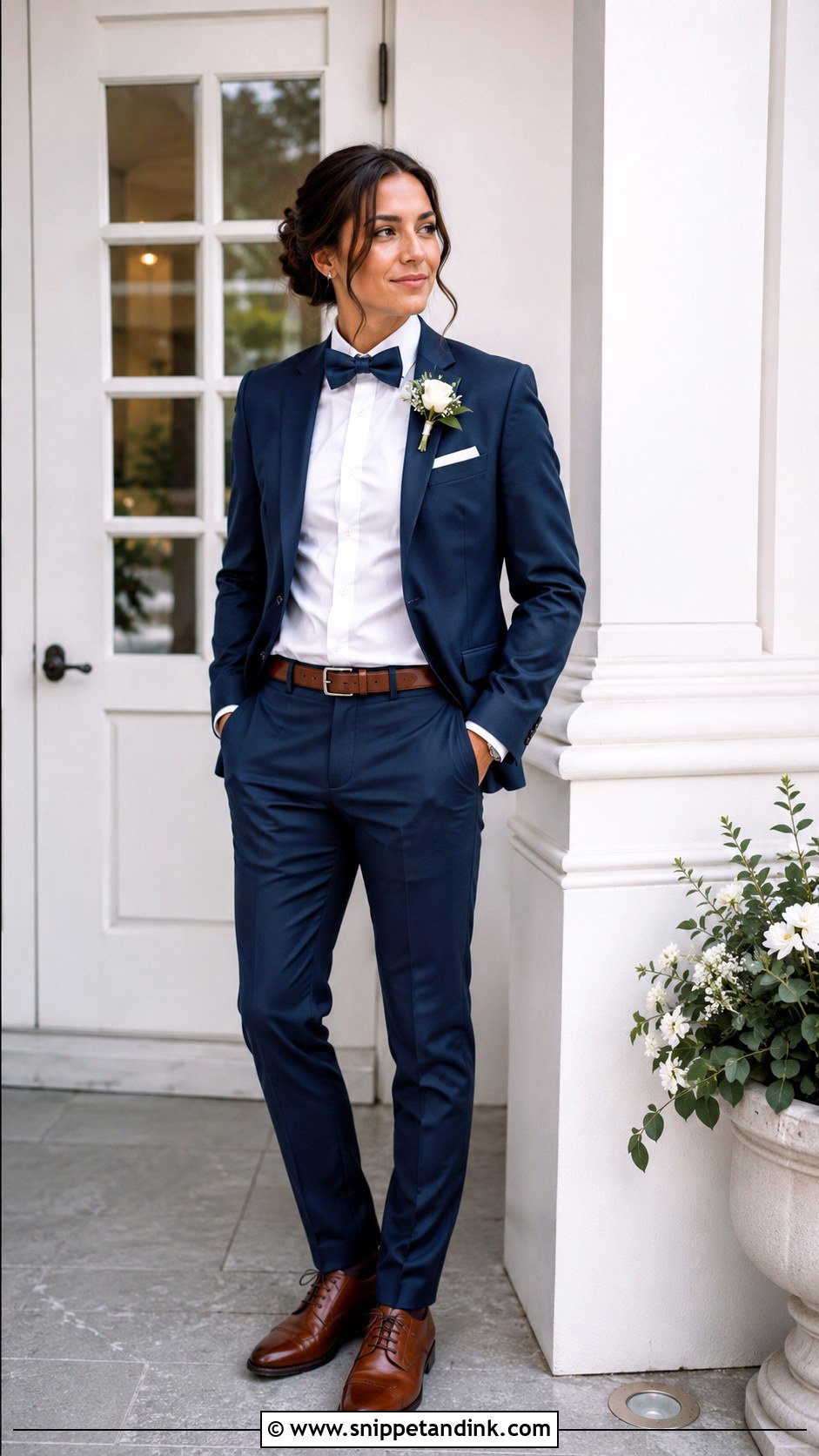 Female Groomsman Matching Suit And Bow Tie - Snippet and Ink - 20 Female Groomsman Attire Ideas
