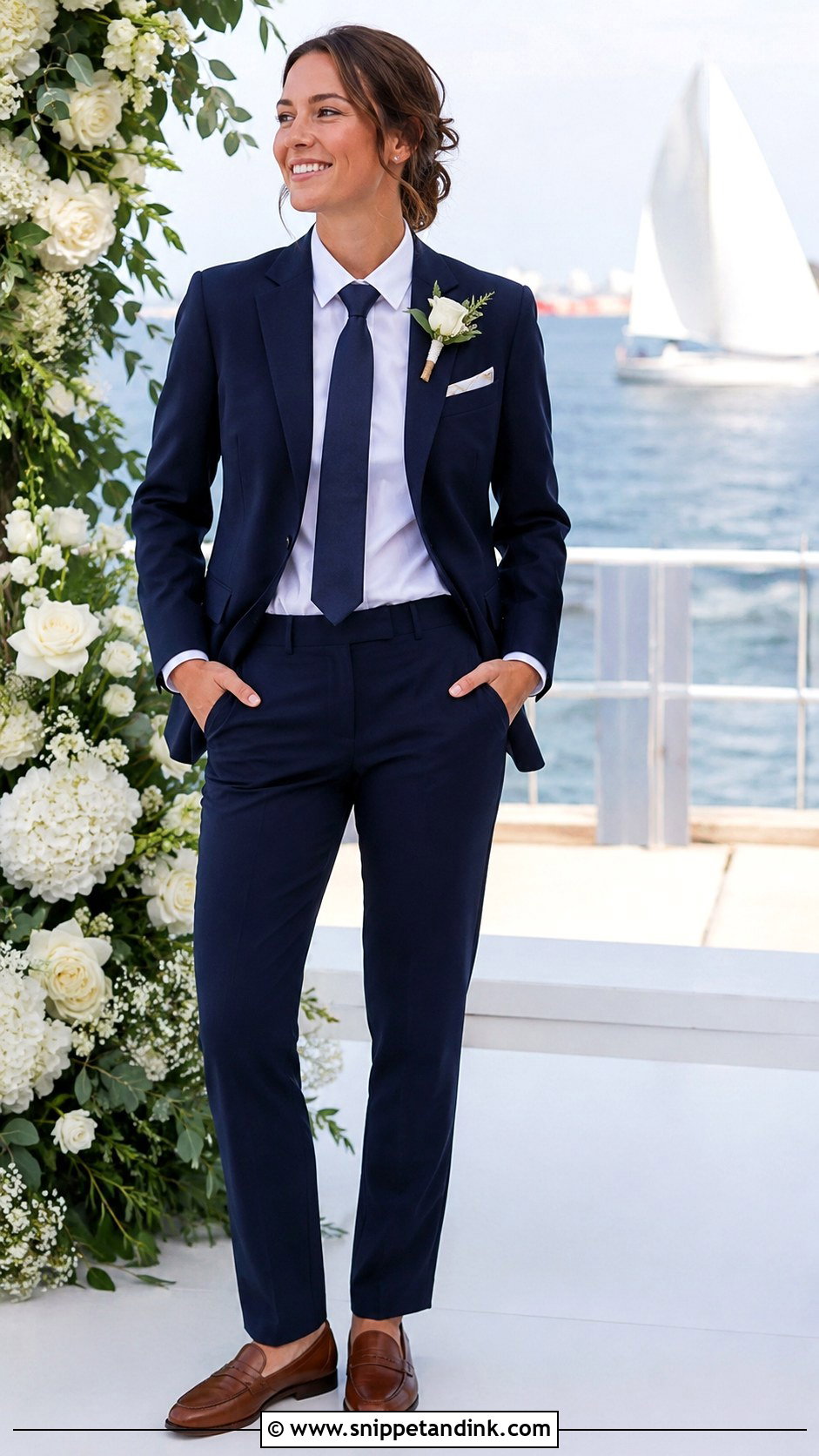 Female Groomsman Navy Pantsuit - Snippet and Ink - 20 Female Groomsman Attire Ideas