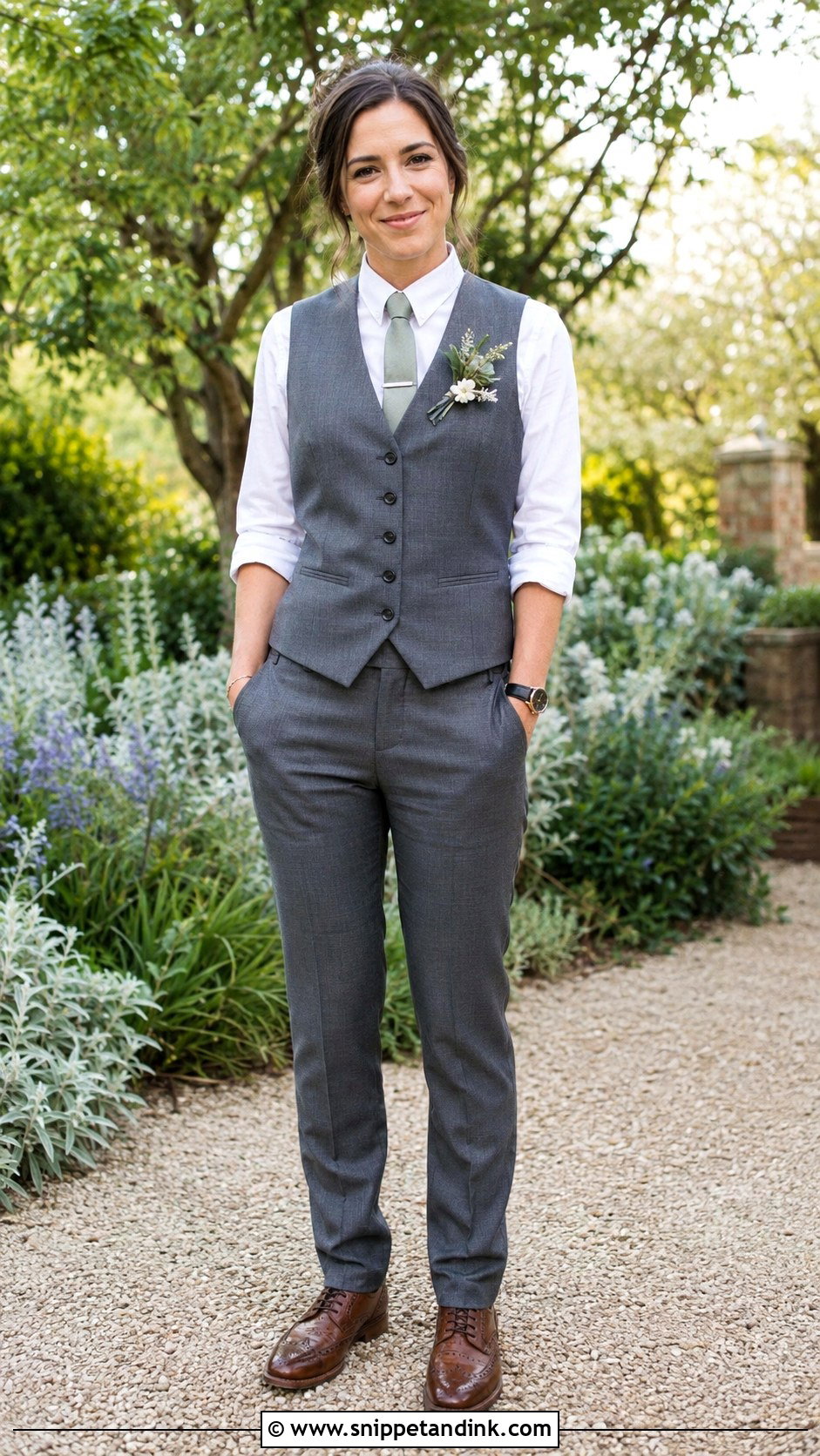 Female Groomsman Vest And Trousers - Snippet and Ink - 20 Female Groomsman Attire Ideas
