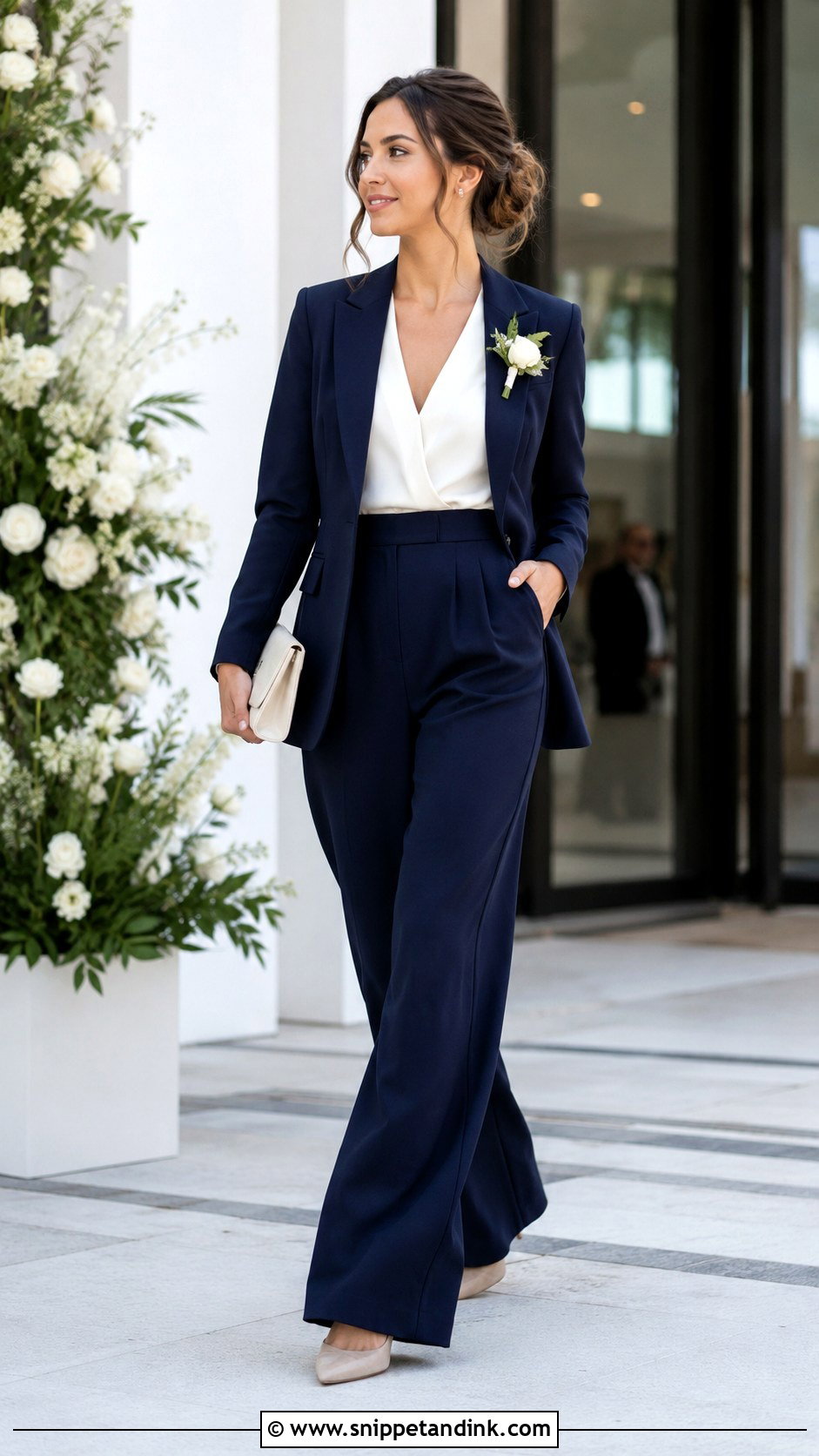 Female Groomsman Wide Leg Trouser Suit - Snippet and Ink - 20 Female Groomsman Attire Ideas