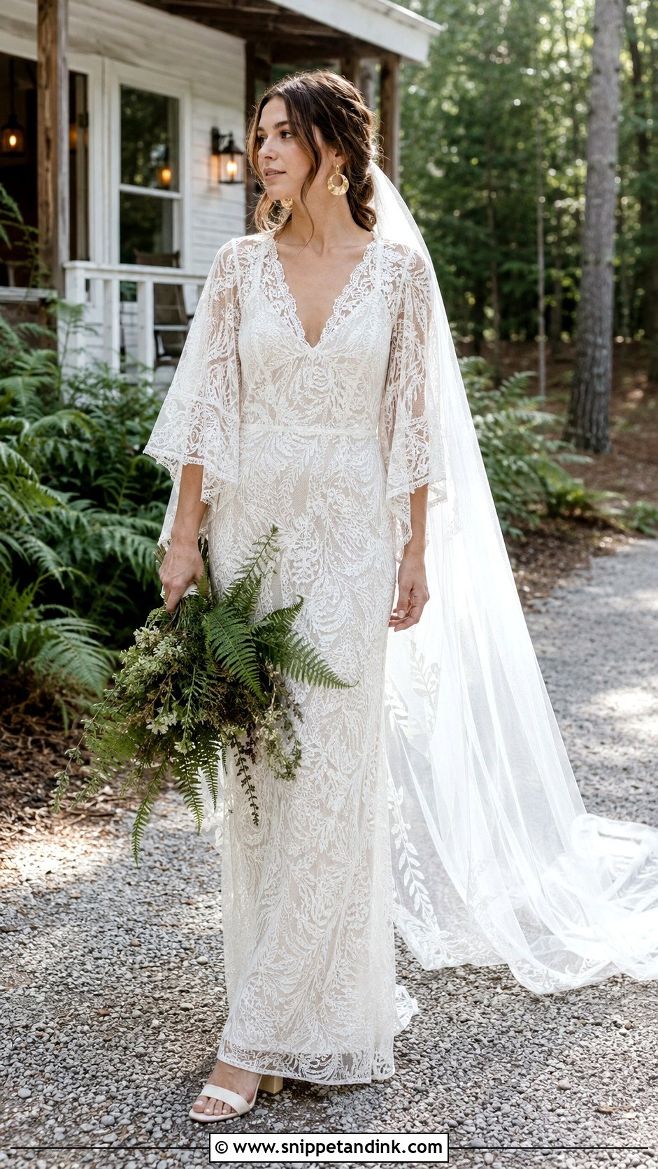 Fern Lace Boho Wedding Dress - Snippet and Ink - 20 Nature Inspired Wedding Dress Ideas