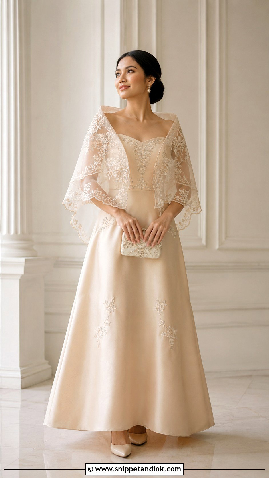 Filipiniana Gown With Alampay - Snippet and Ink - 25 Filipiniana Gown Ideas