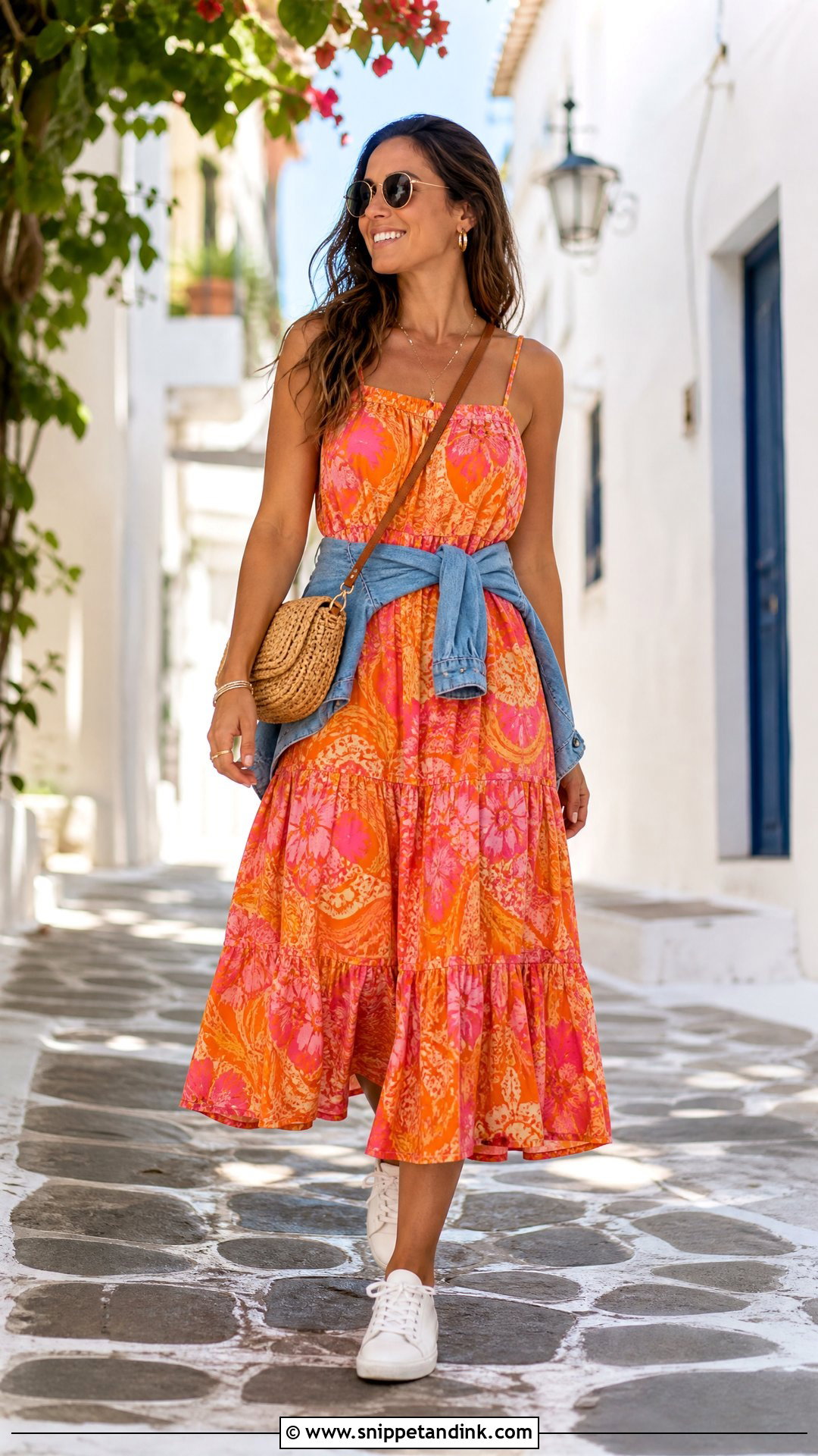 Final Fiesta Colorful Sundress And Sneakers Outfit - Snippet and Ink - 20 Final Fiesta Bachelorette Party Outfit Ideas