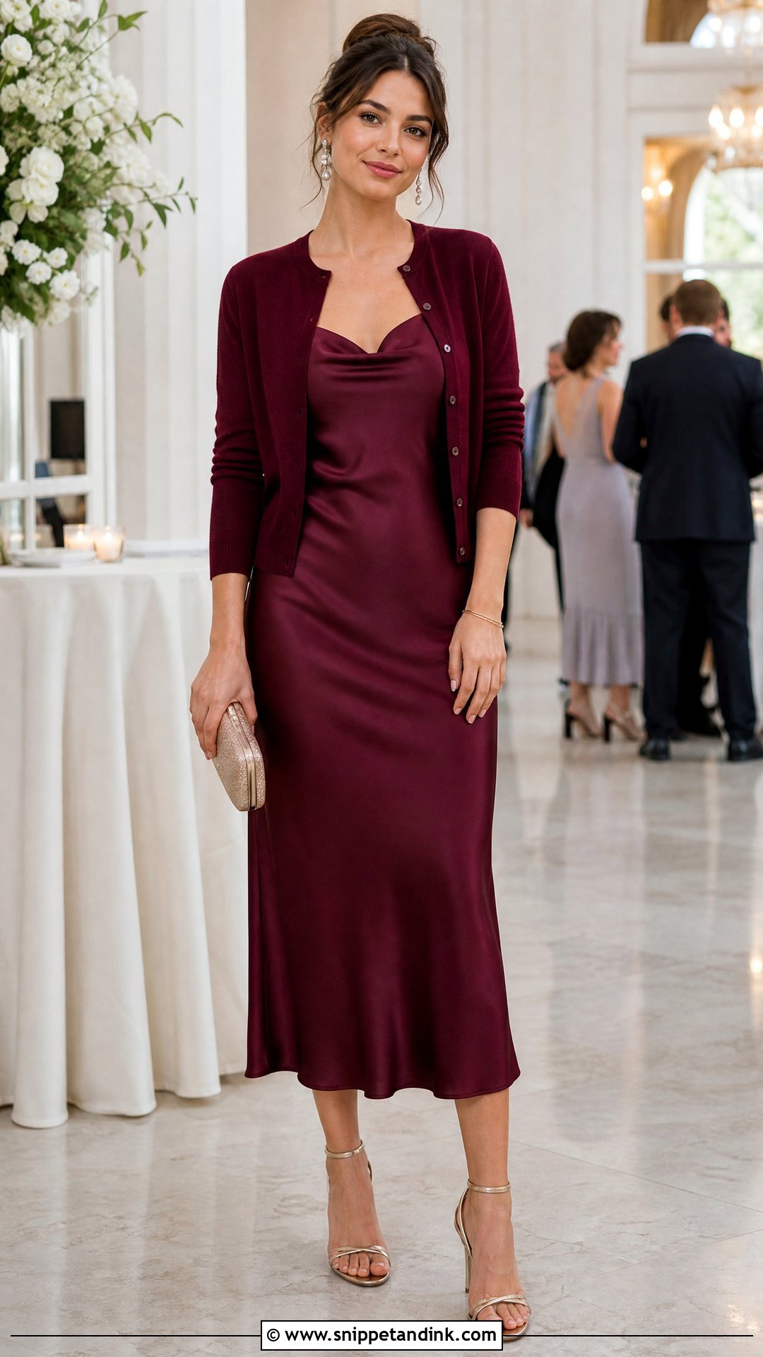 Fine Knit Cardigan With Satin Slip Dress - Snippet and Ink - 20 Wedding Cardigan Ideas