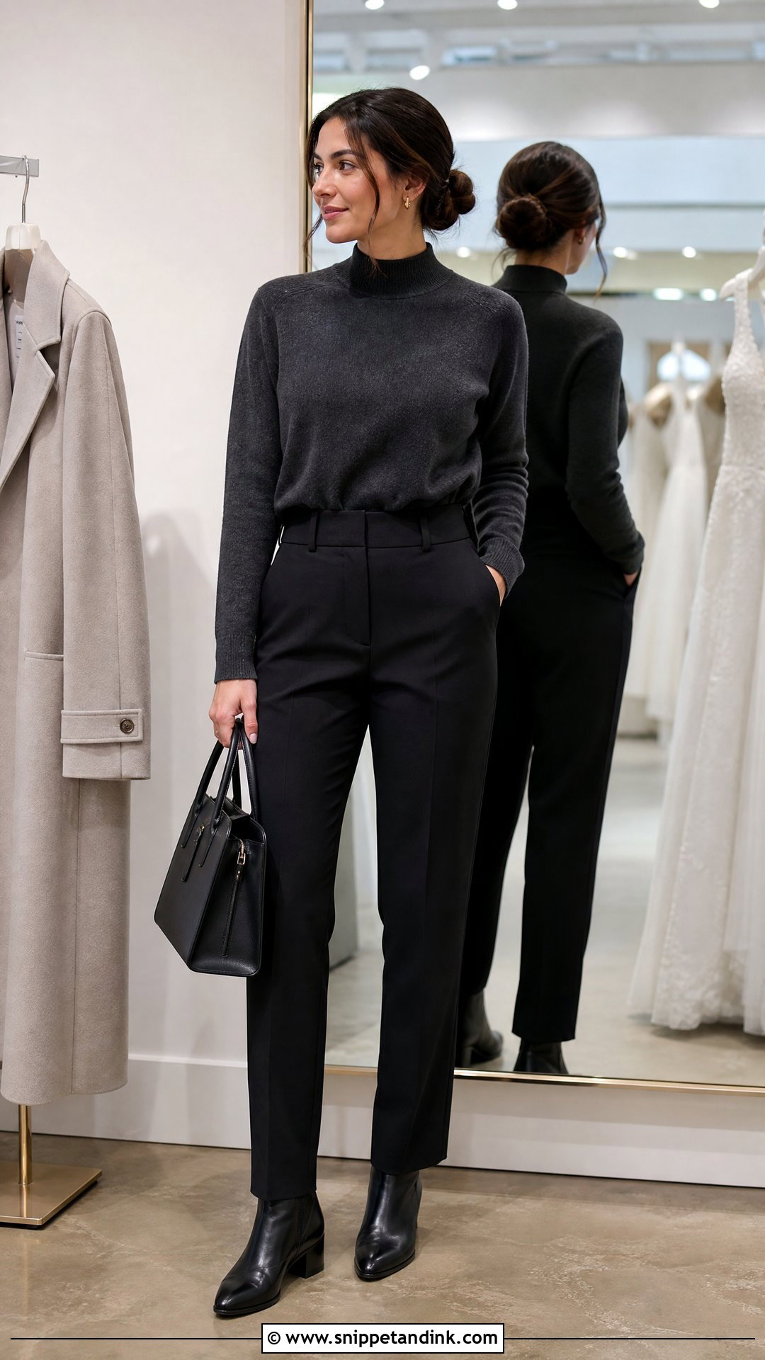 Fine Knit Sweater And Tailored Pants Outfit - Snippet and Ink - 20 Bridal Stylist Work Outfit Ideas