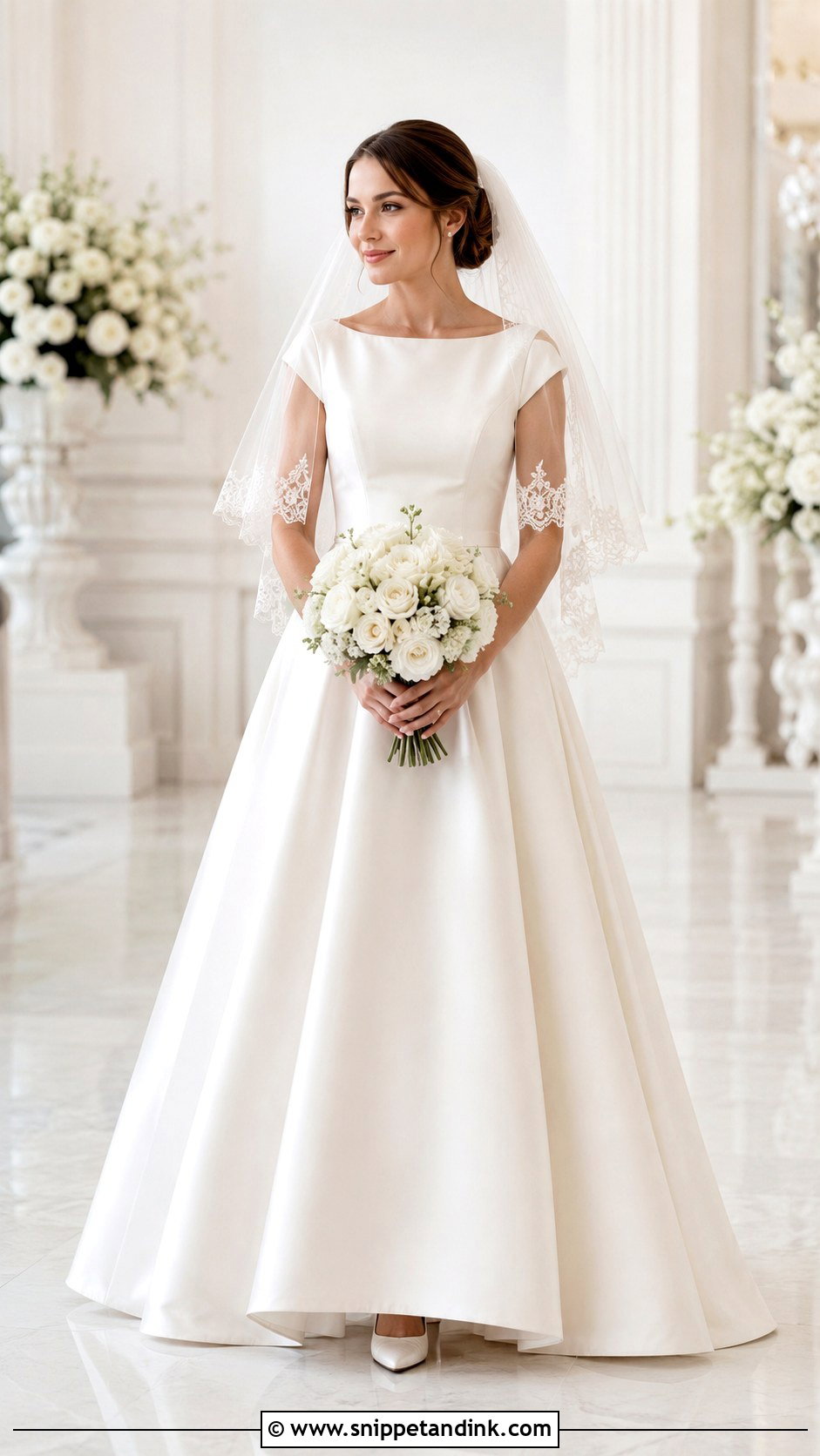 Fingertip Cap Veil With A Line Dress - Snippet and Ink - 25 Cap Veil Ideas
