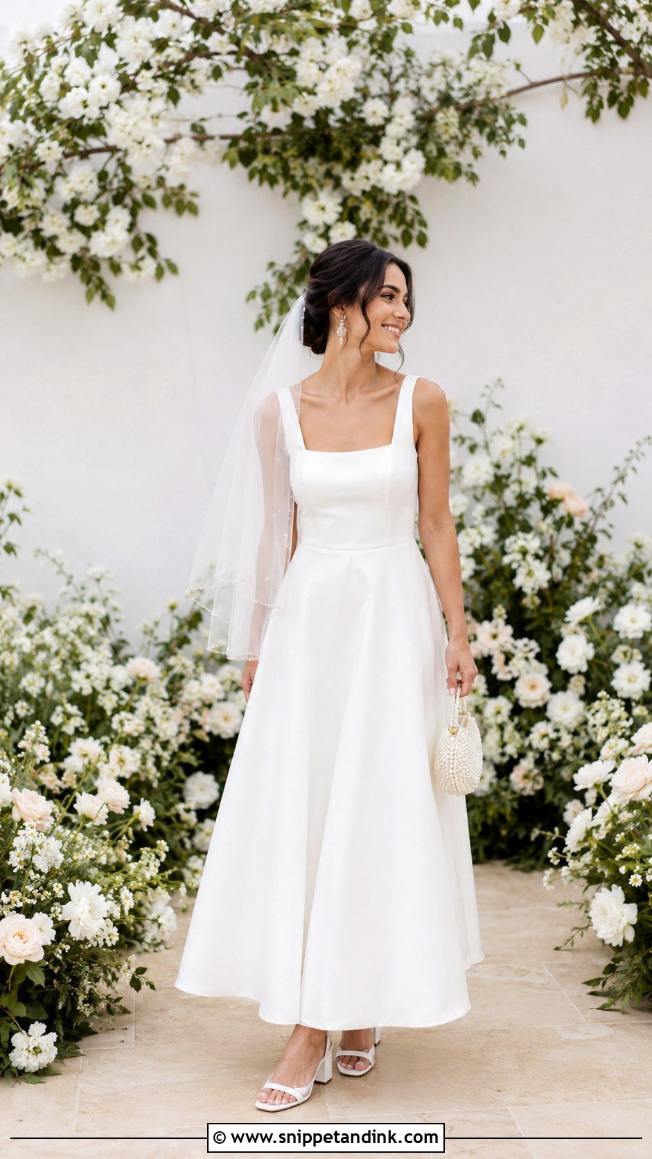 Fingertip Silk Veil With A Line Wedding Dress - Snippet and Ink - 20 Silk Veil Ideas