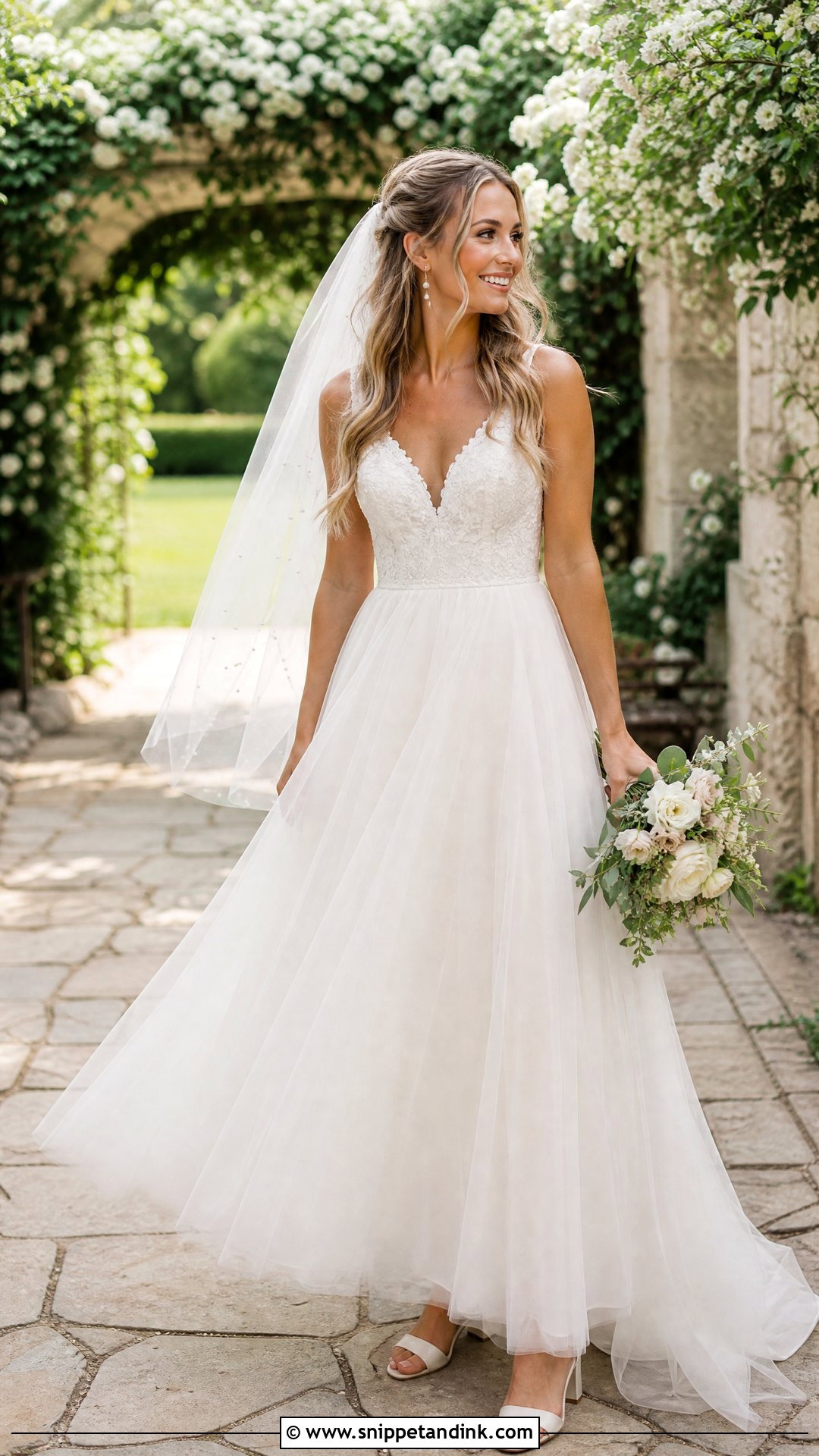 Fingertip Veil With A Line Wedding Dress - Snippet and Ink - 20 Veil Style Ideas