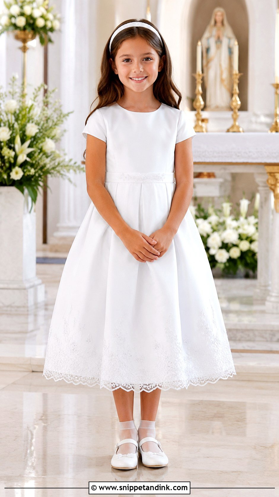 First Communion Dress With Embroidered Hem - Snippet and Ink - 25 First Communion Dresses Catholic Simple