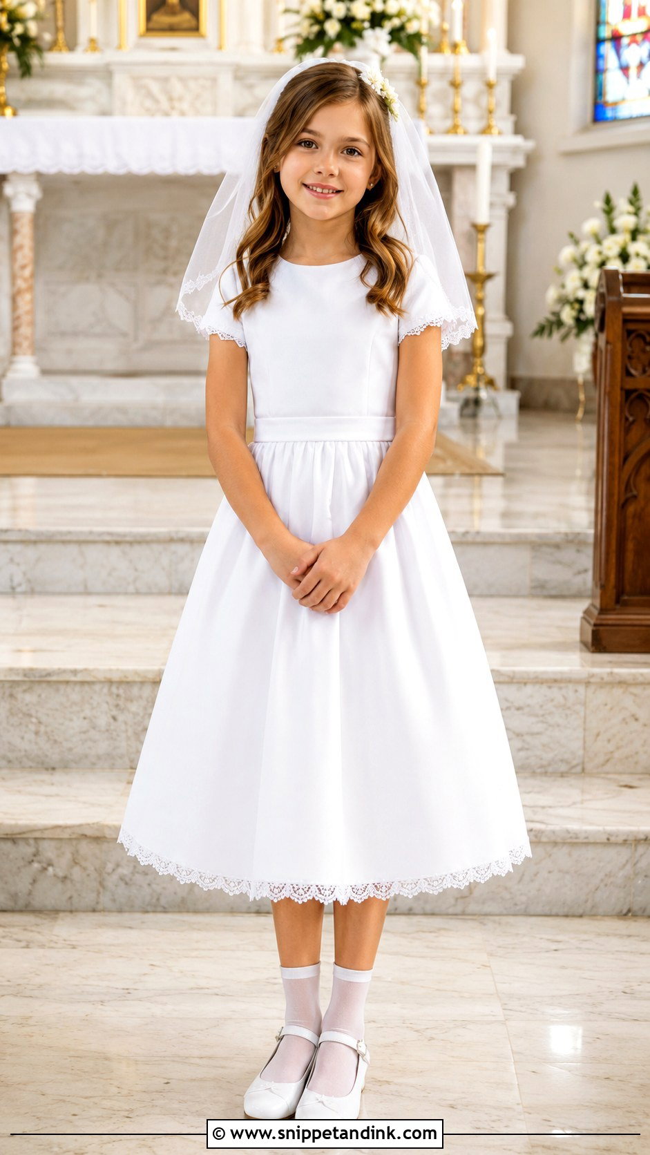 First Communion Dress With Minimal Lace Trim - Snippet and Ink - 25 First Communion Dresses Catholic Simple