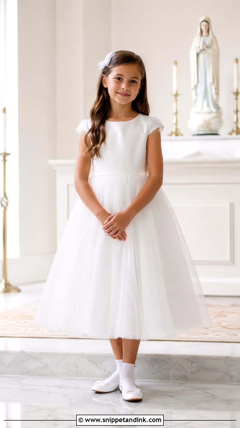 First Communion Dress With Plain Tulle Skirt - Snippet and Ink - 25 First Communion Dresses Catholic Simple