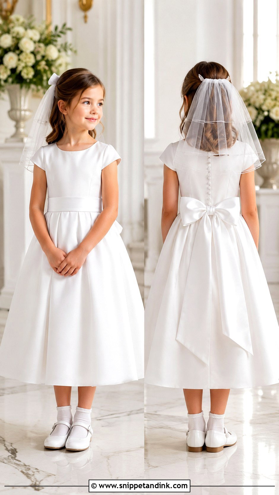First Communion Dress With Satin Bow - Snippet and Ink - 25 First Communion Dresses Catholic Simple