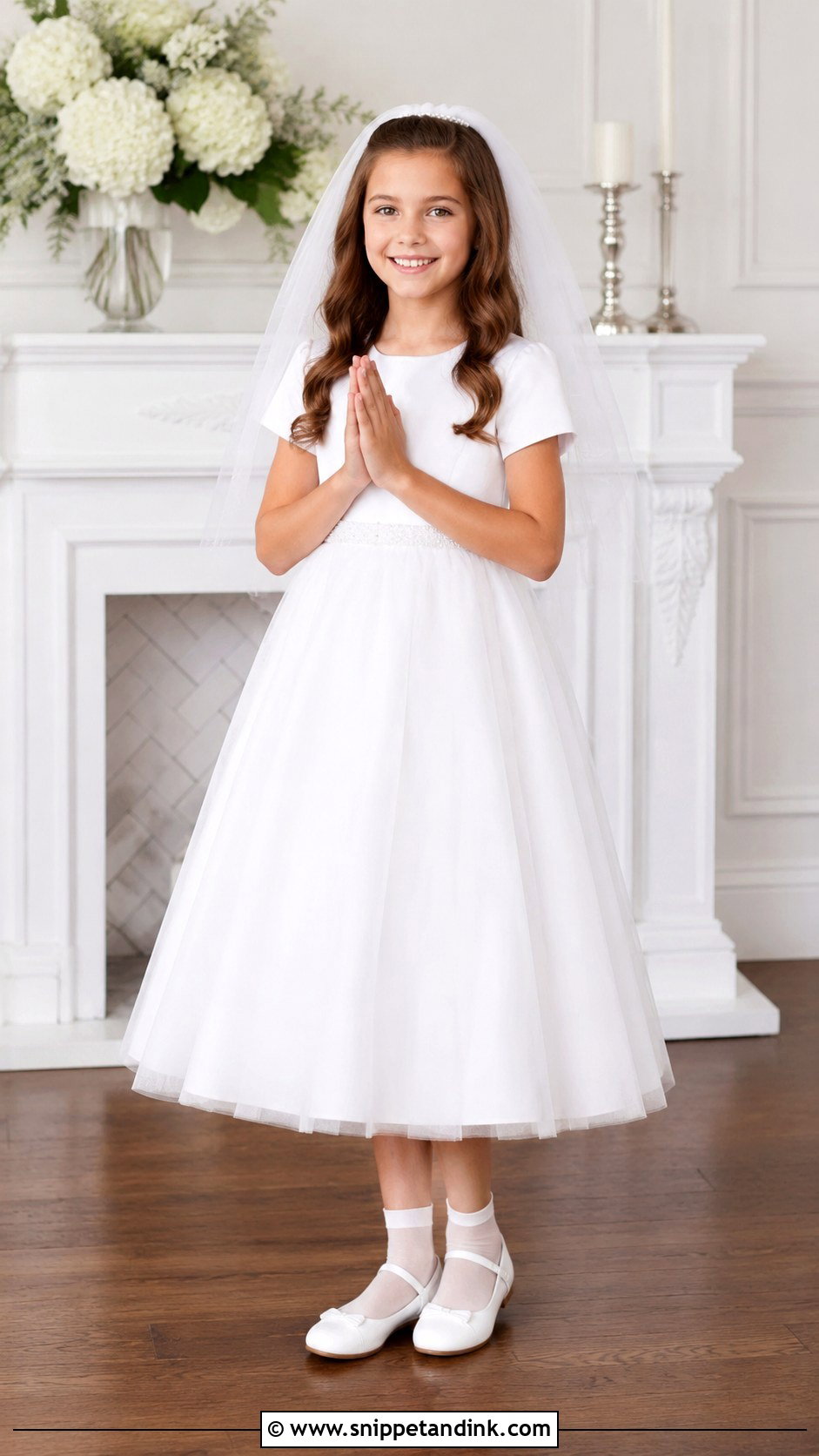 First Communion Dress With Simple Veil Comb - Snippet and Ink - 25 First Communion Dresses Catholic Simple