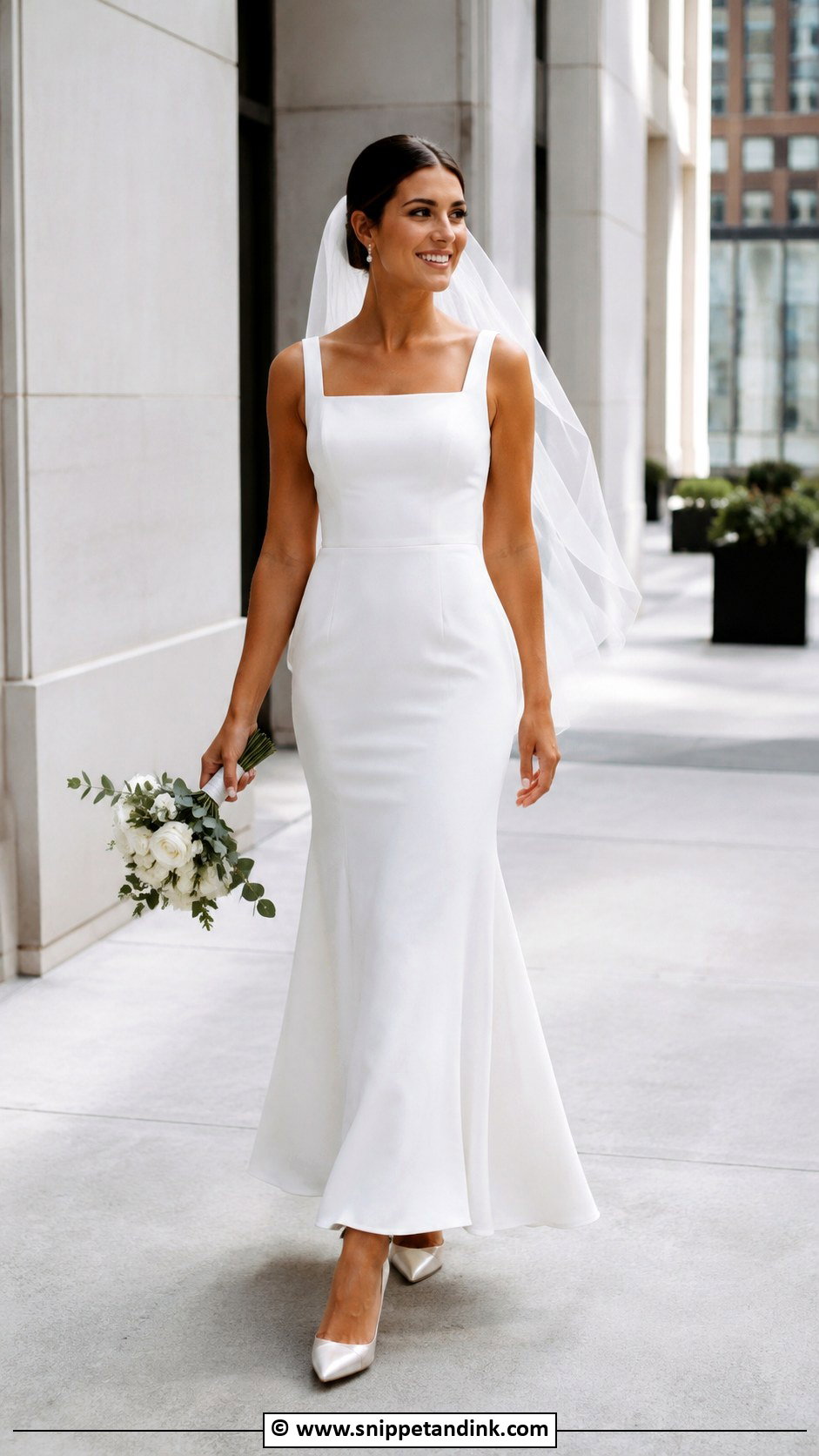 Fit And Flare Ankle Length Wedding Dress - Snippet and Ink - 30 Ankle Length Wedding Dress Ideas