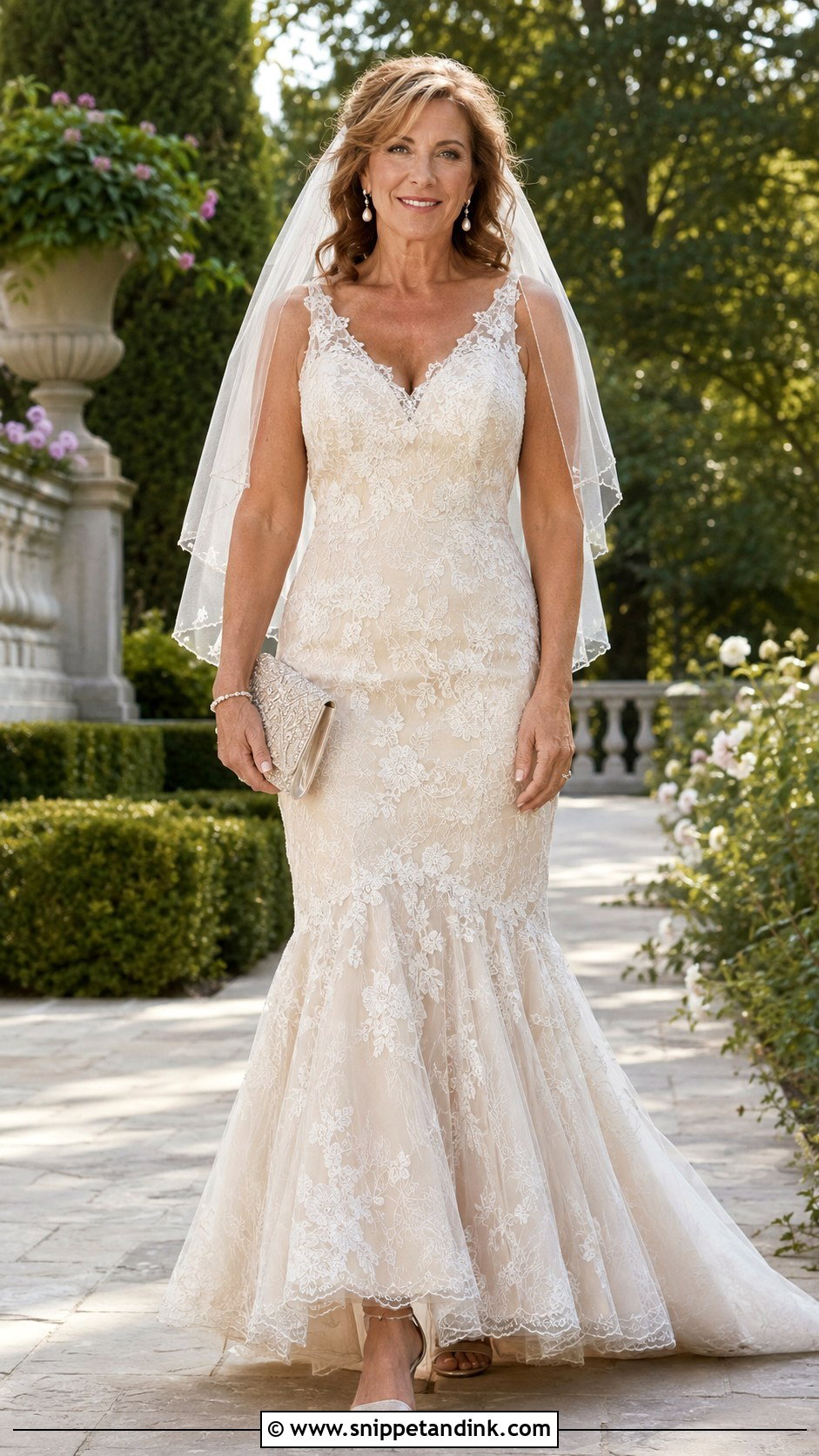 Fit And Flare Champagne Wedding Dress - Snippet and Ink - 20 Champagne Wedding Dress Older Bride Ideas