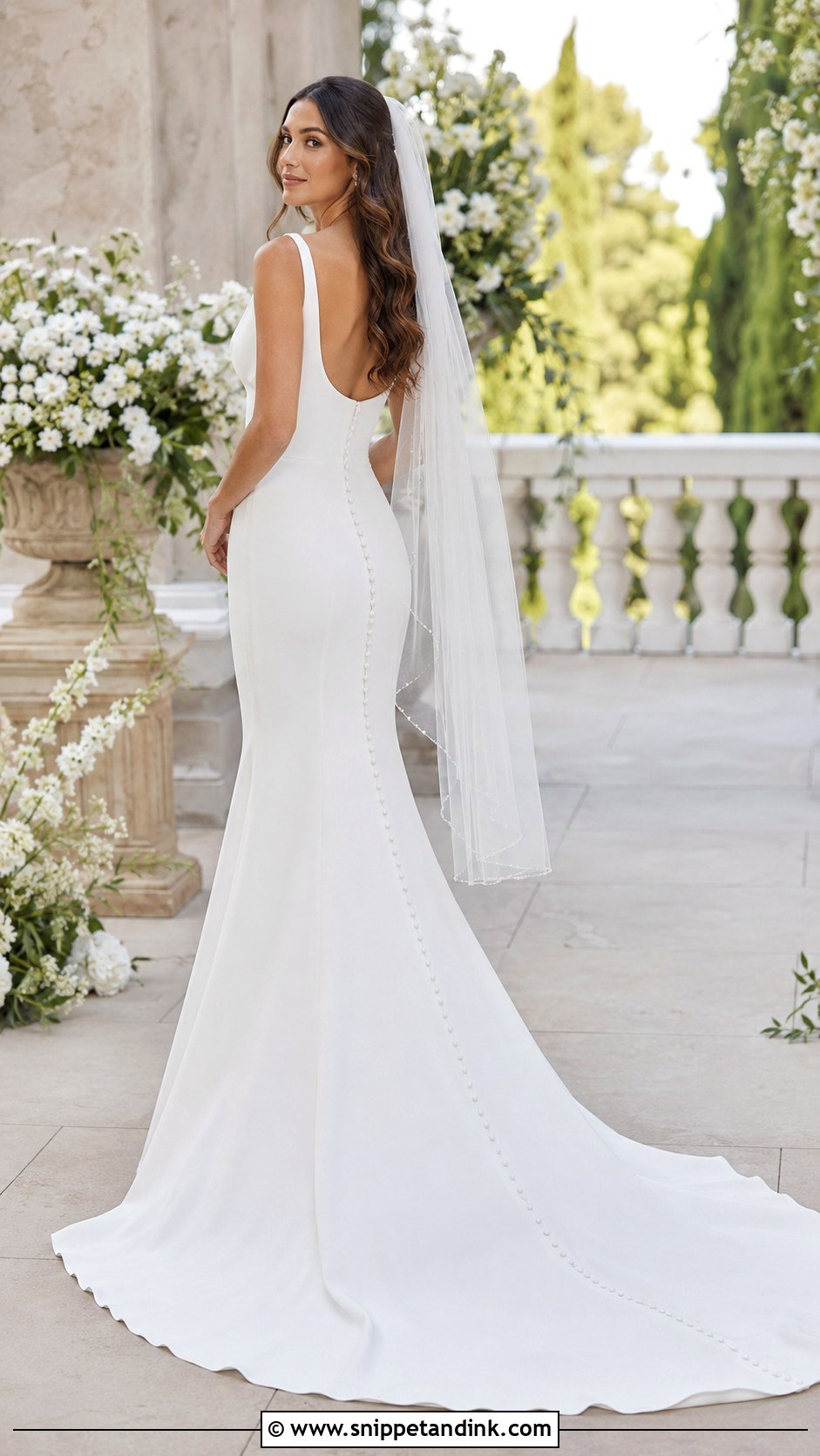 Fit And Flare Crepe Wedding Dress - Snippet and Ink - 20 Simple But Elegant Wedding Dresses