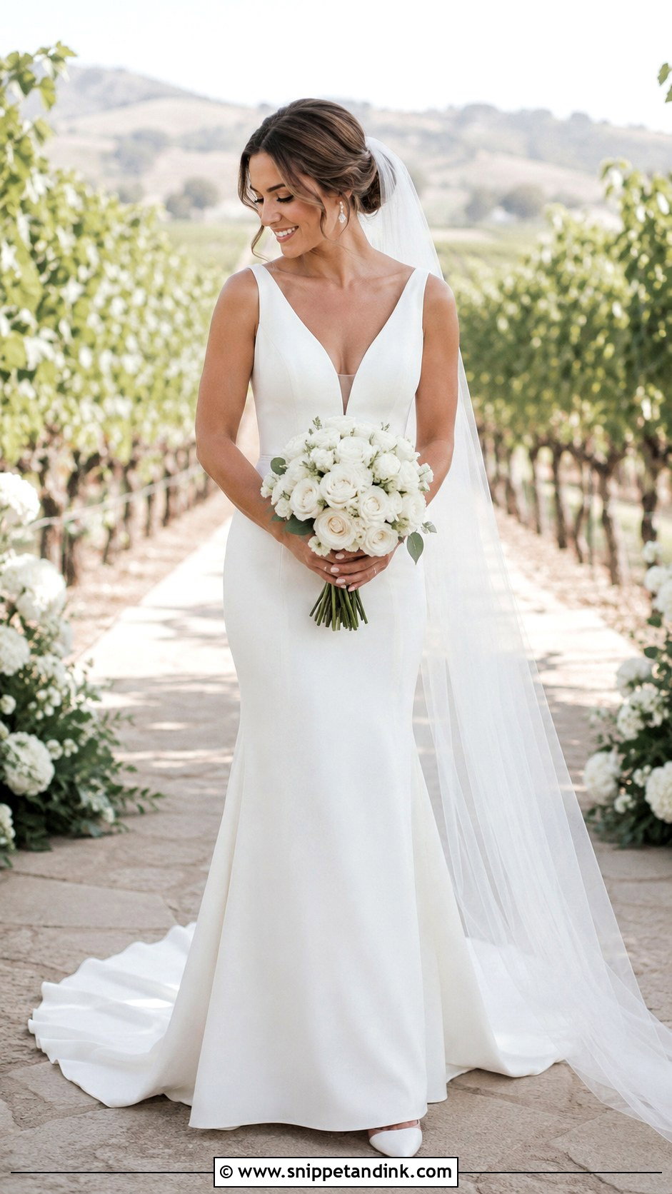 Fit And Flare Crepe Wedding Gown - Snippet and Ink - 20 Crepe Gown Styles for Wedding