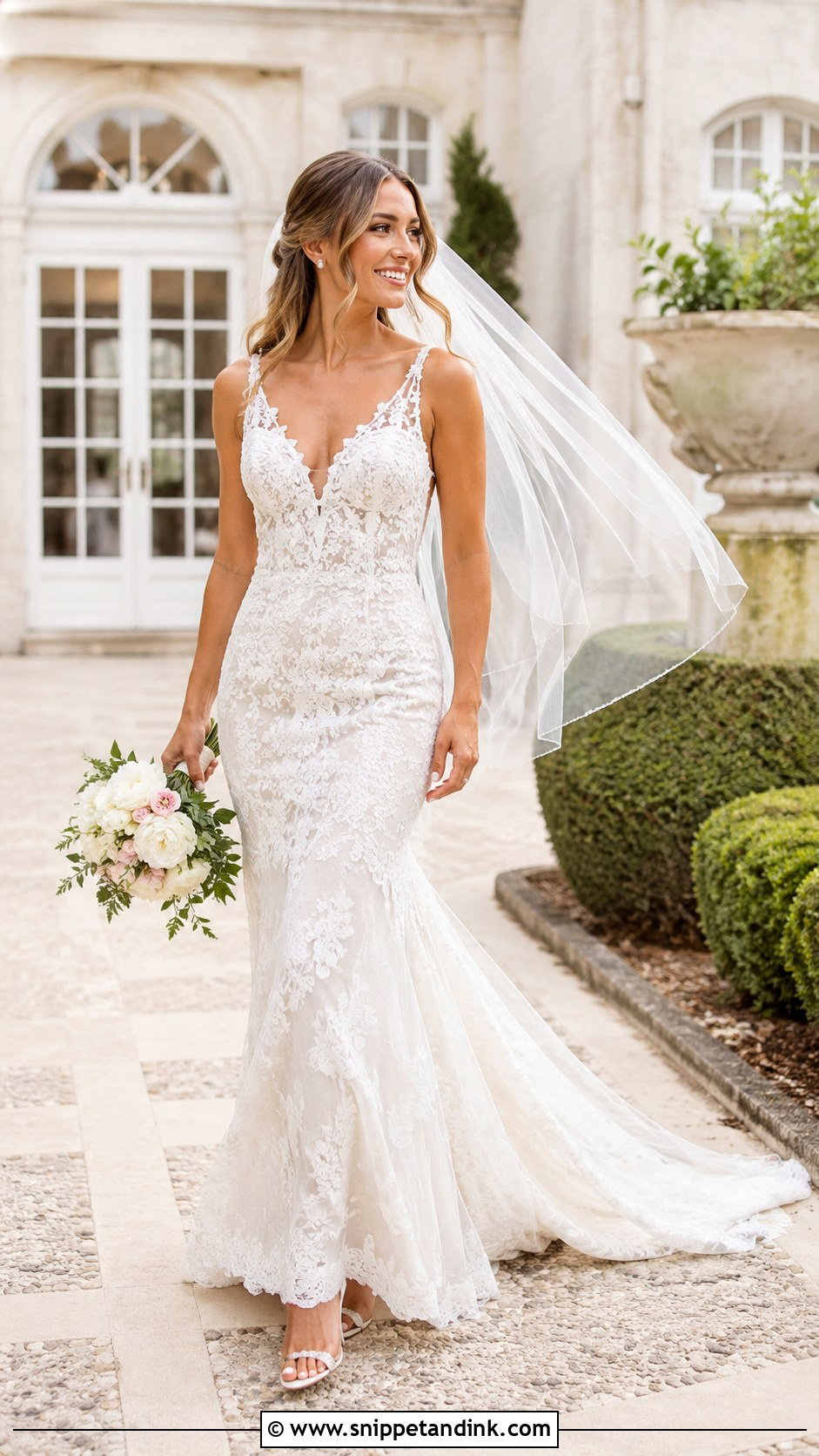 Fit And Flare Flower Lace Wedding Dress - Snippet and Ink - 20 Flower Lace Wedding Dress Ideas
