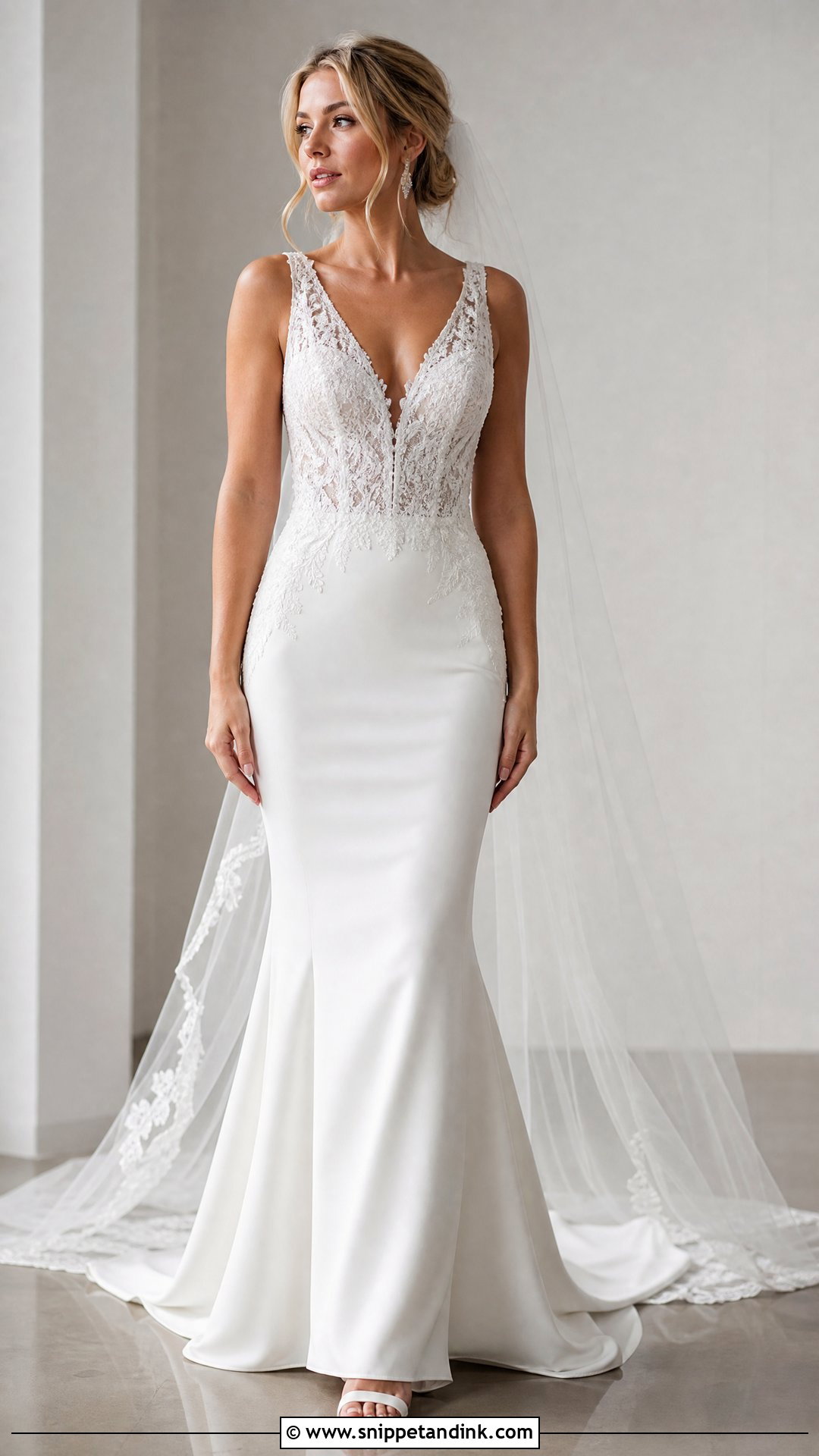 Fit And Flare Lace Bodice Wedding Dress - Snippet and Ink - 20 Lace Bodice Wedding Dress Ideas
