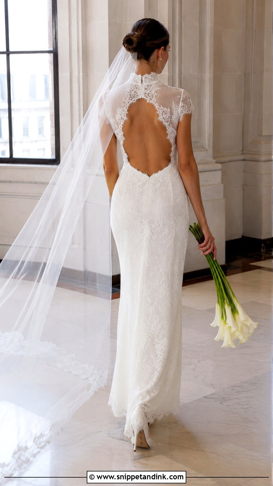Fit And Flare Lace Open Back Wedding Dress - Snippet and Ink - 20 Lace Open Back Wedding Dress Ideas