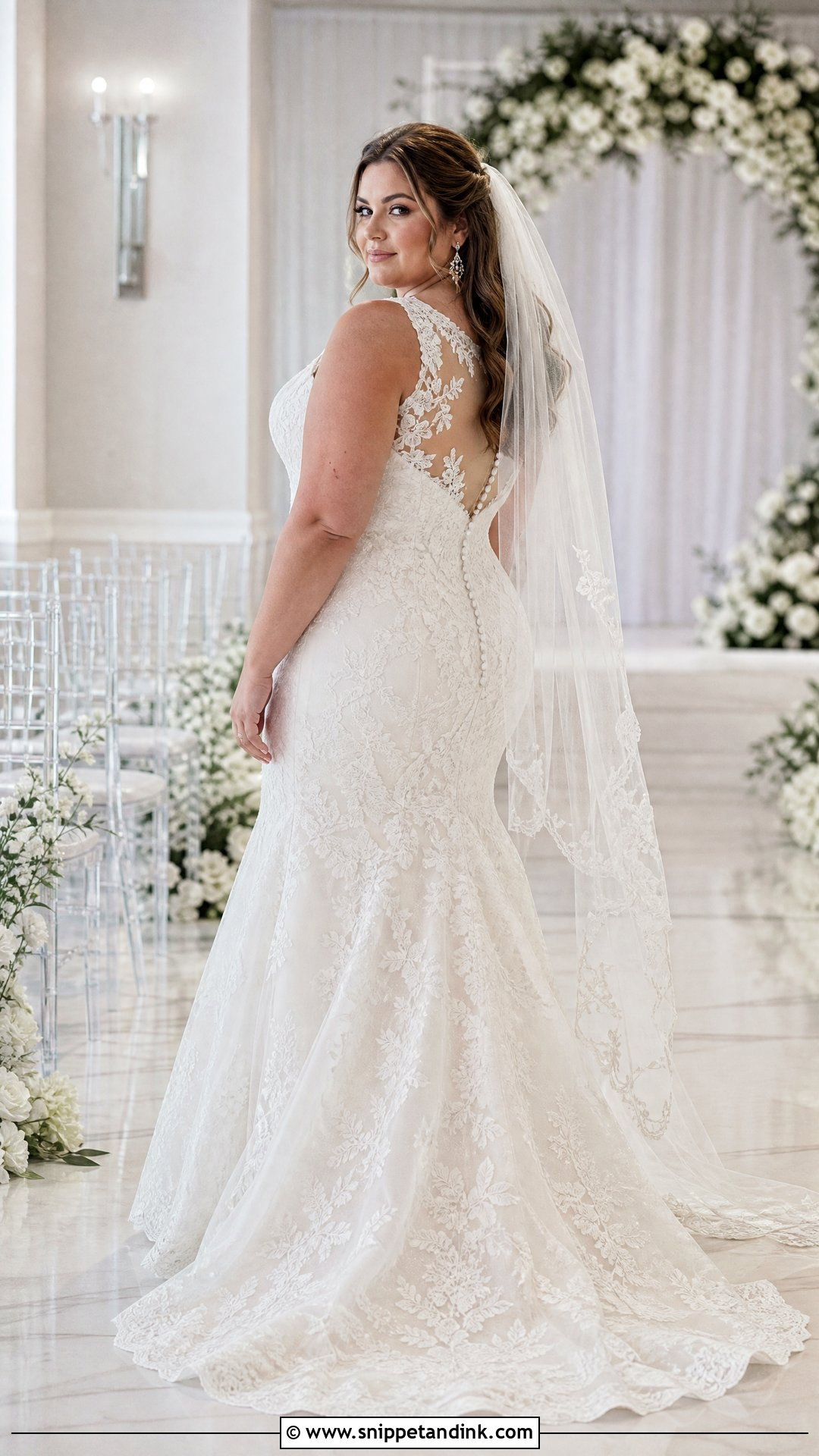 Fit And Flare Lace Plus Size Wedding Dress - Snippet and Ink - 20 Vintage Plus Size Wedding Dresses