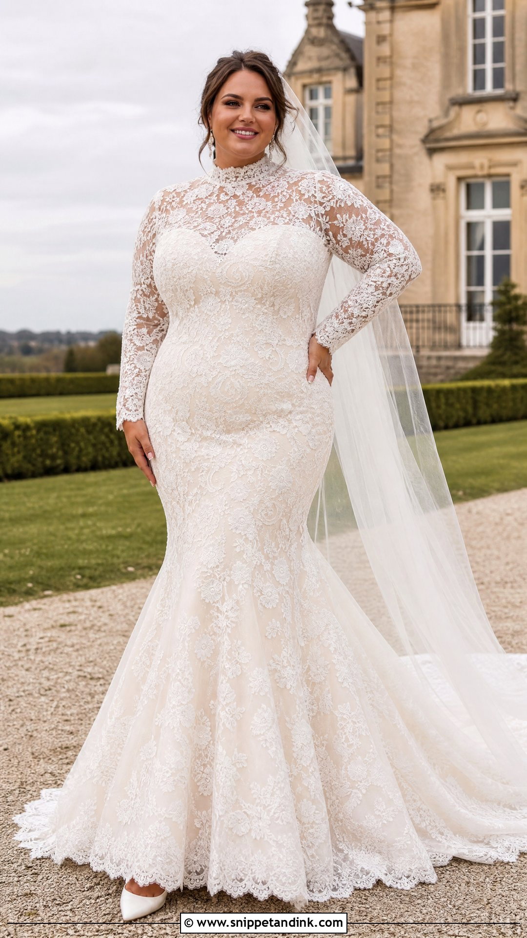 Fit And Flare Lace Wedding Dress - Snippet and Ink - 20 Lily Collin’s Wedding Dress Ideas