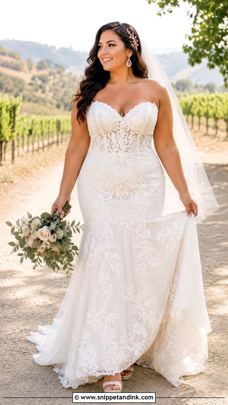Fit And Flare Lace Wedding Dress - Snippet and Ink - 20 Curvy Wedding Dresses
