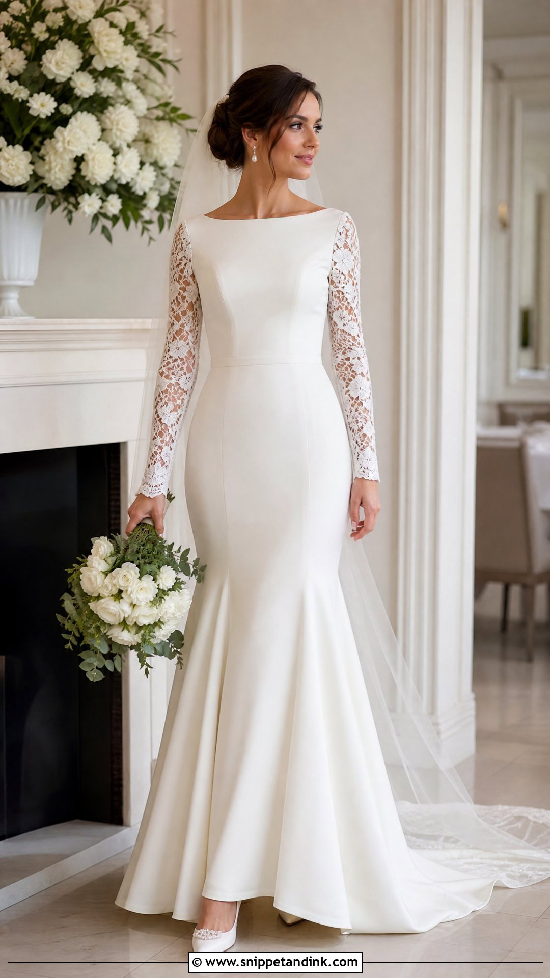 Fit And Flare Long Sleeve Wedding Dress - Snippet and Ink - 25 Romantic Long Sleeve Wedding Dress Ideas