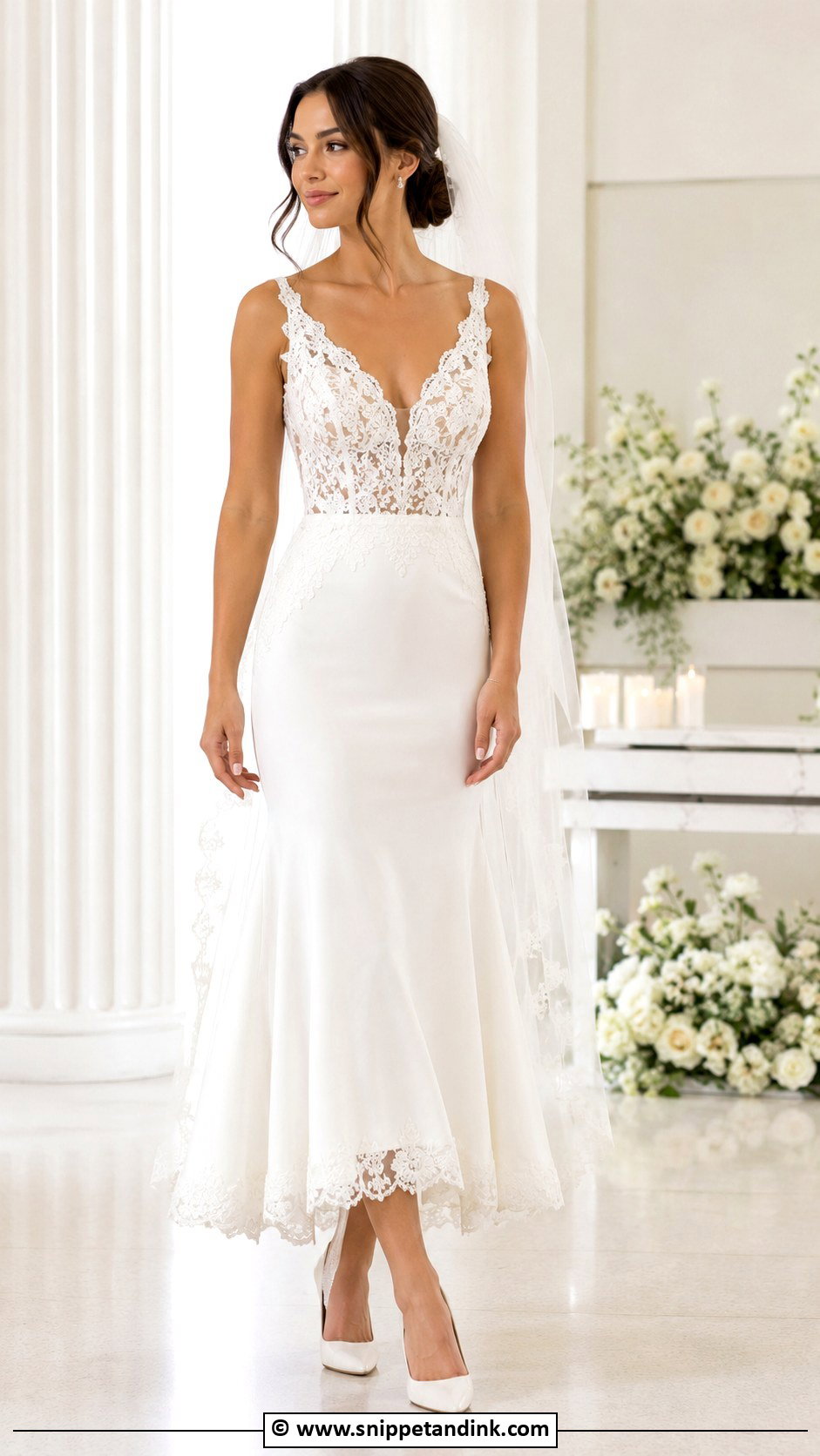 Fit And Flare Tea Length Wedding Dress - Snippet and Ink - 30 Tea Length Wedding Dress Ideas