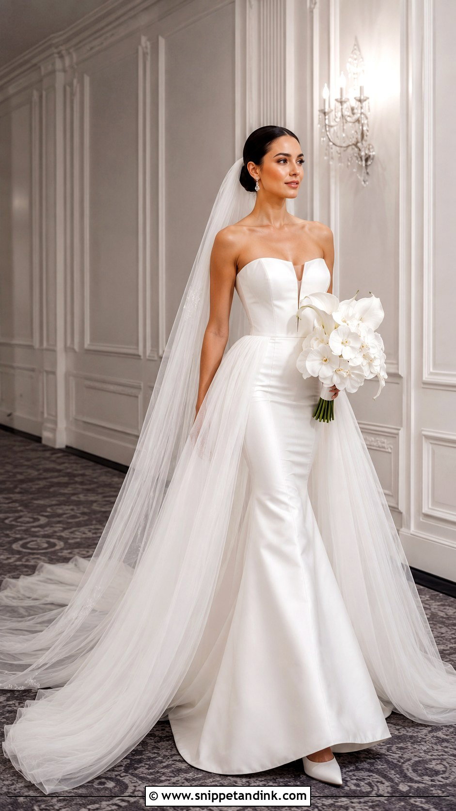 Fit And Flare Wedding Dress With Detachable Overskirt - Snippet and Ink - 20 Flare Wedding Dress Ideas