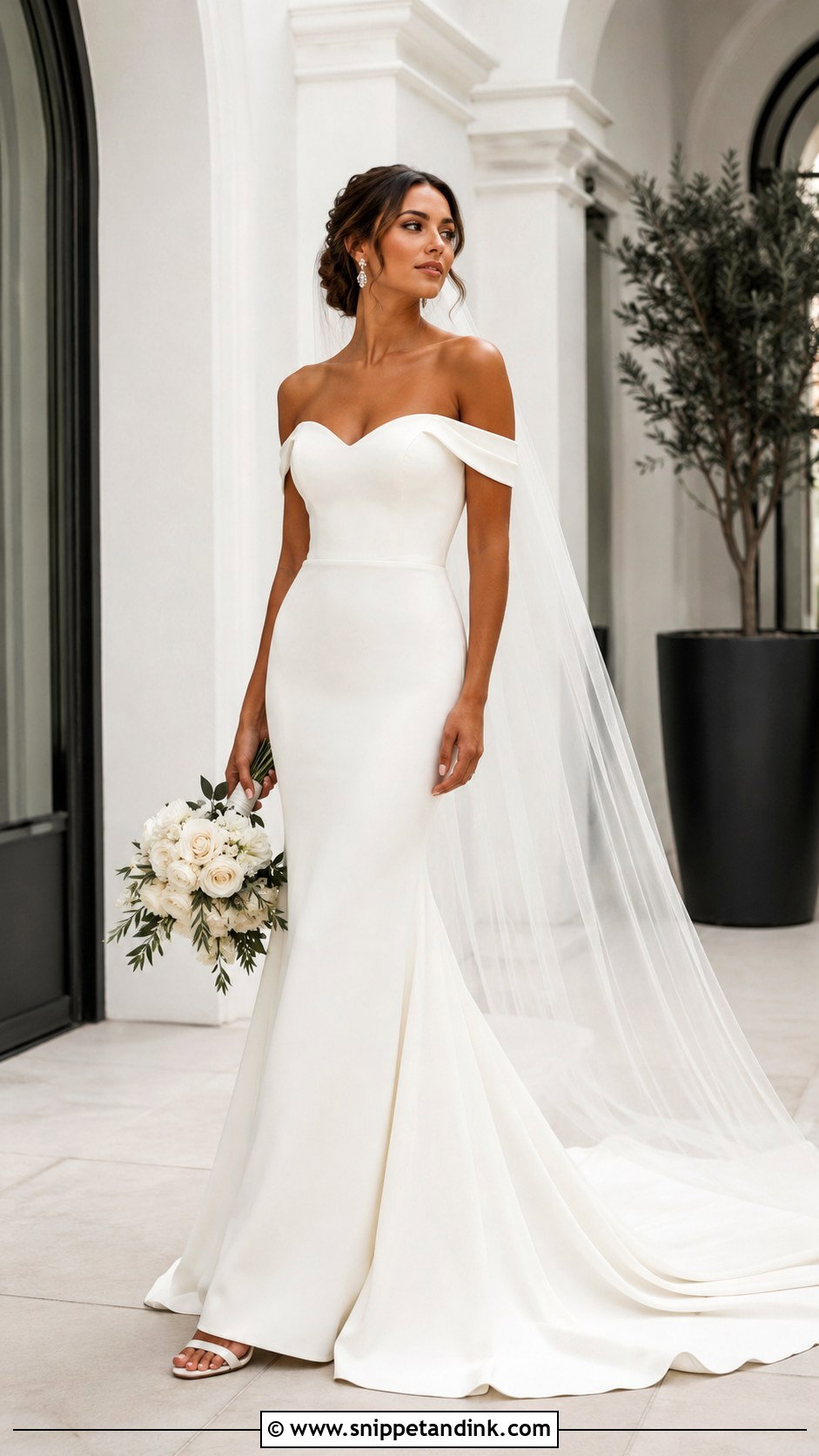 Fit And Flare Wedding Dress With Long Train - Snippet and Ink - 25 Long Train Wedding Dresses