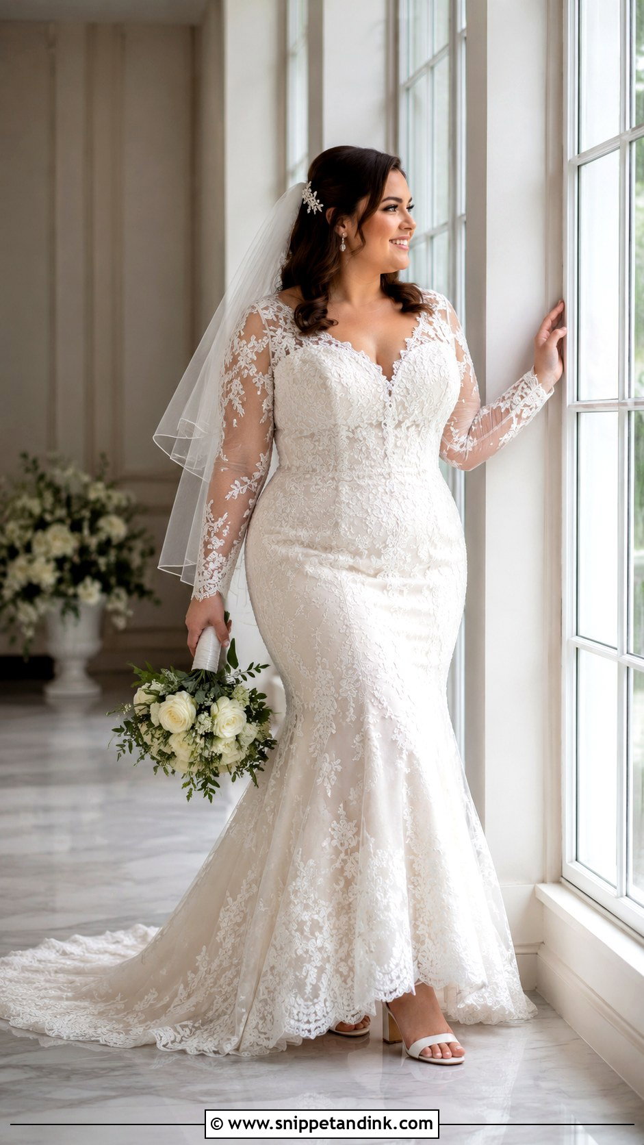 Fit And Flare Wedding Dress With Sleeves - Snippet and Ink - 20 Wedding Dresses for Midsize Brides