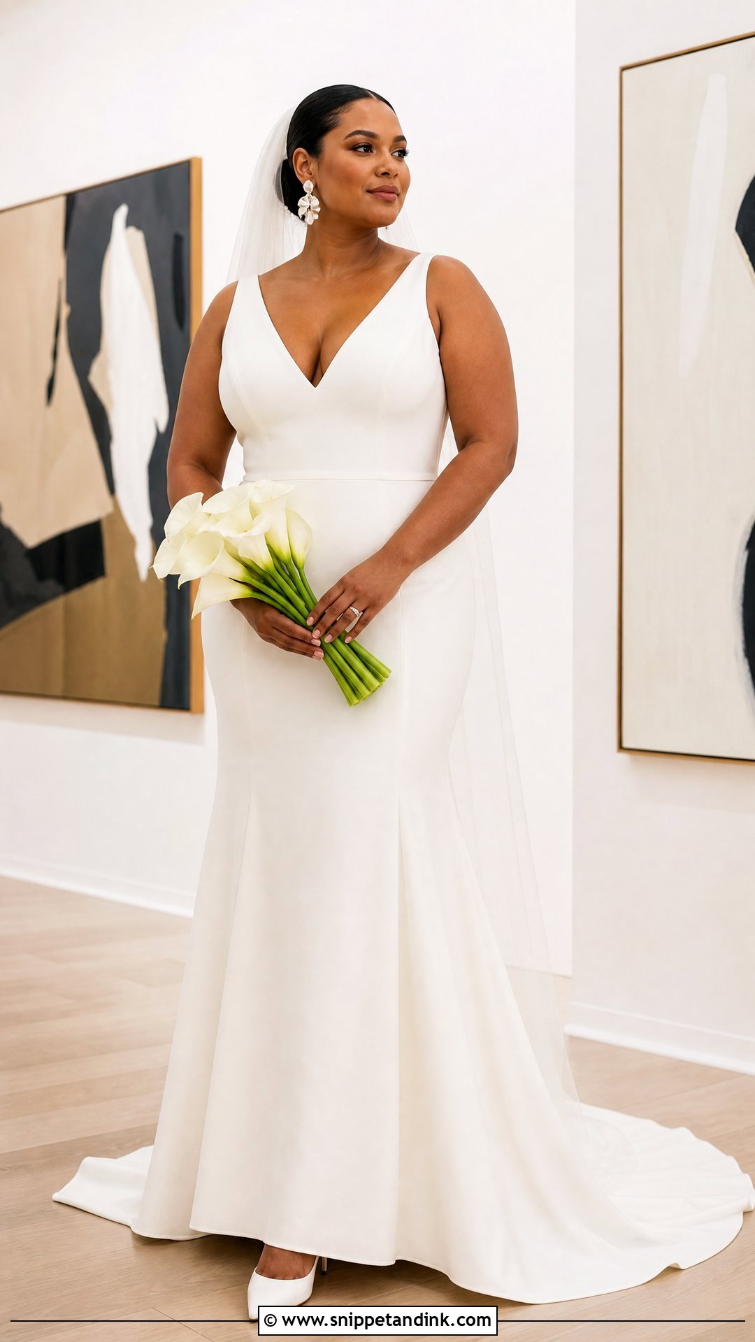 Fit and Flare Crepe Plus Size Wedding Gown - Snippet and Ink - 20 Wedding Gowns for Plus Size Brides
