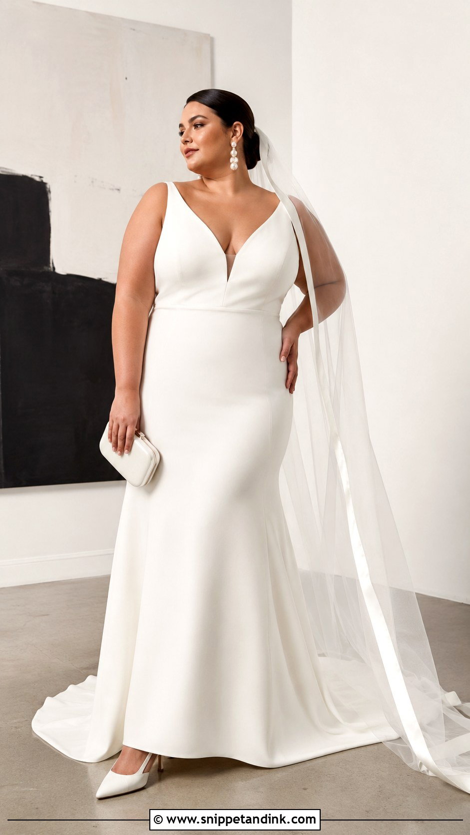 Fit and Flare Crepe Wedding Dress - Snippet and Ink - 20 Plus Wedding Dresses