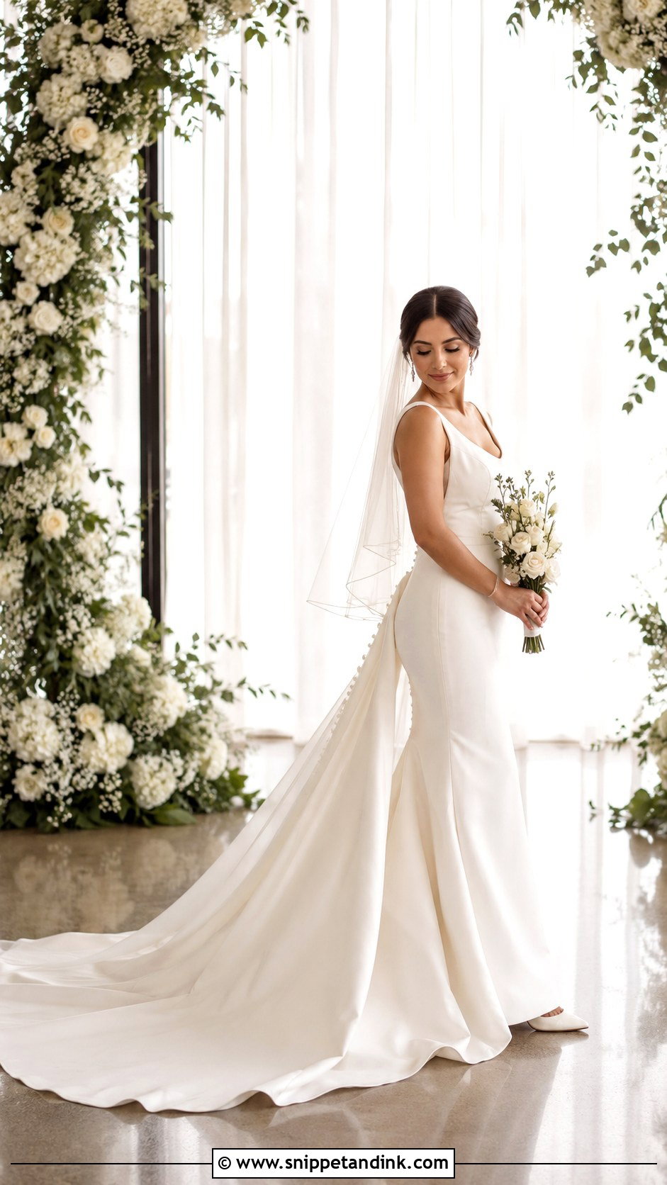 Fit and Flare Wedding Dress With Detachable Train - Snippet and Ink - 20 Best Wedding Dresses for Short Brides