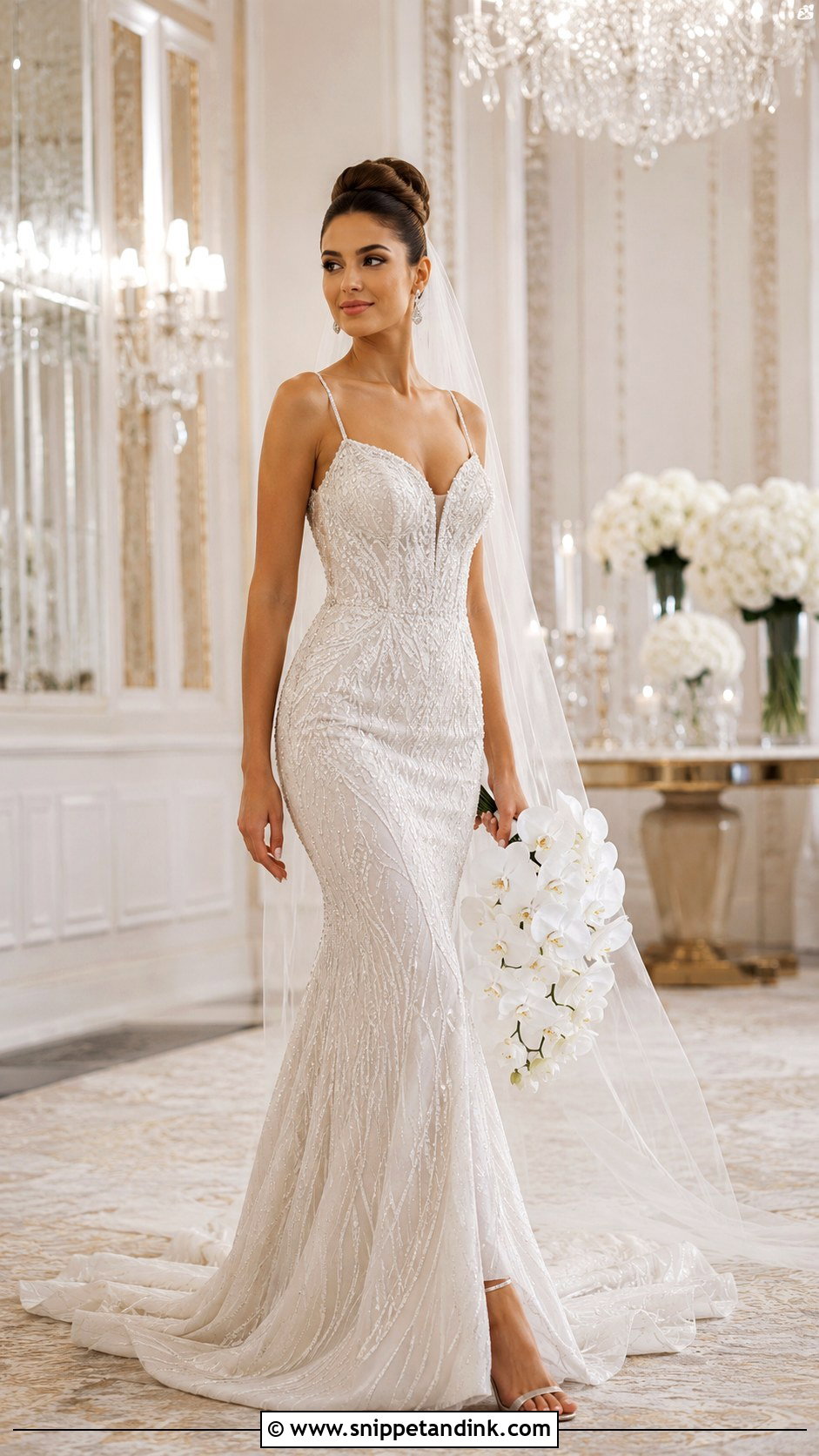 Fitted Beaded Wedding Dress With Train - Snippet and Ink - 20 Fitted Wedding Dress with Train Ideas