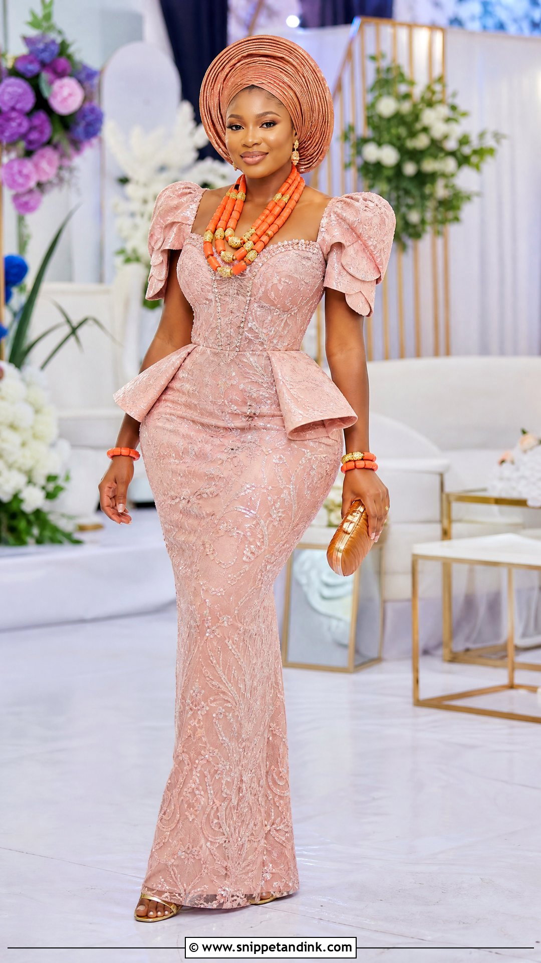 Fitted Gown Urhobo Bride Outfit - Snippet and Ink - 20 Urhobo Bride Ideas
