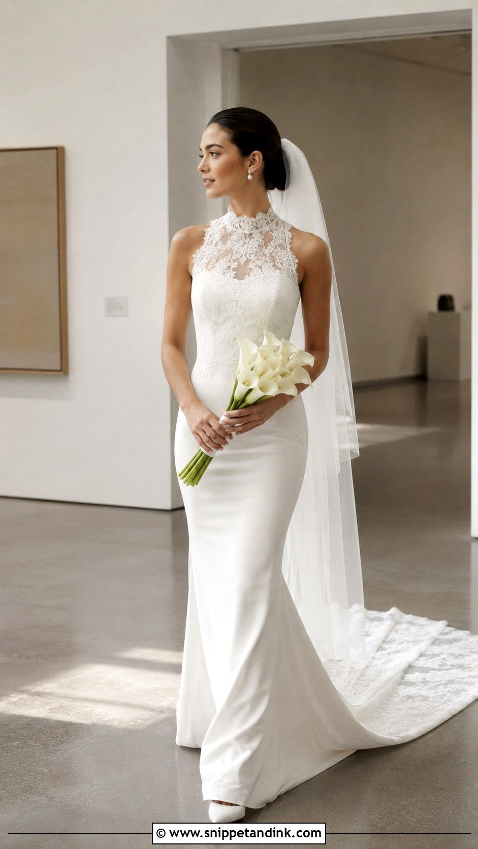 Fitted High Neck Wedding Dress With Train - Snippet and Ink - 20 Fitted Wedding Dress with Train Ideas