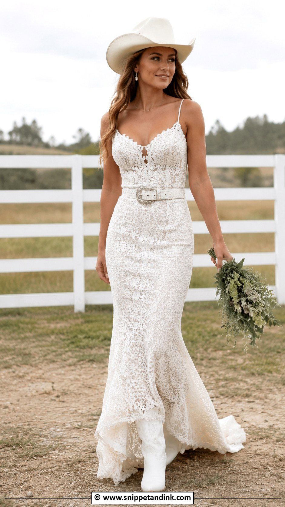 Fitted Lace Cowgirl Wedding Dress - Snippet and Ink - 30 Cowgirl Wedding Dress Ideas