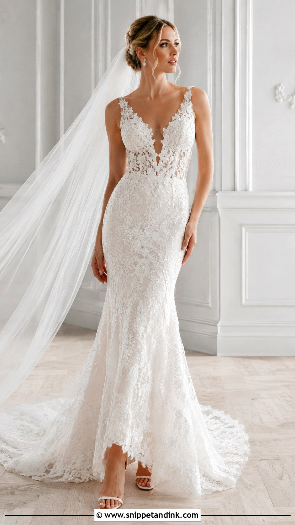 Fitted Lace Wedding Dress With 3D Lace - Snippet and Ink - 25 Fitted Lace Wedding Dress Ideas